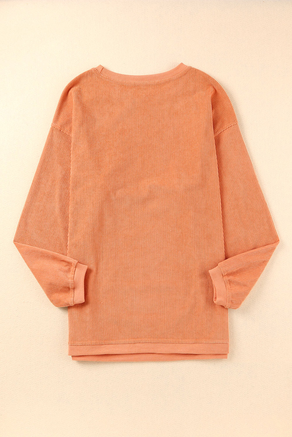 Apricot Drop Shoulder Crinkle Rib Oversized Sweatshirt