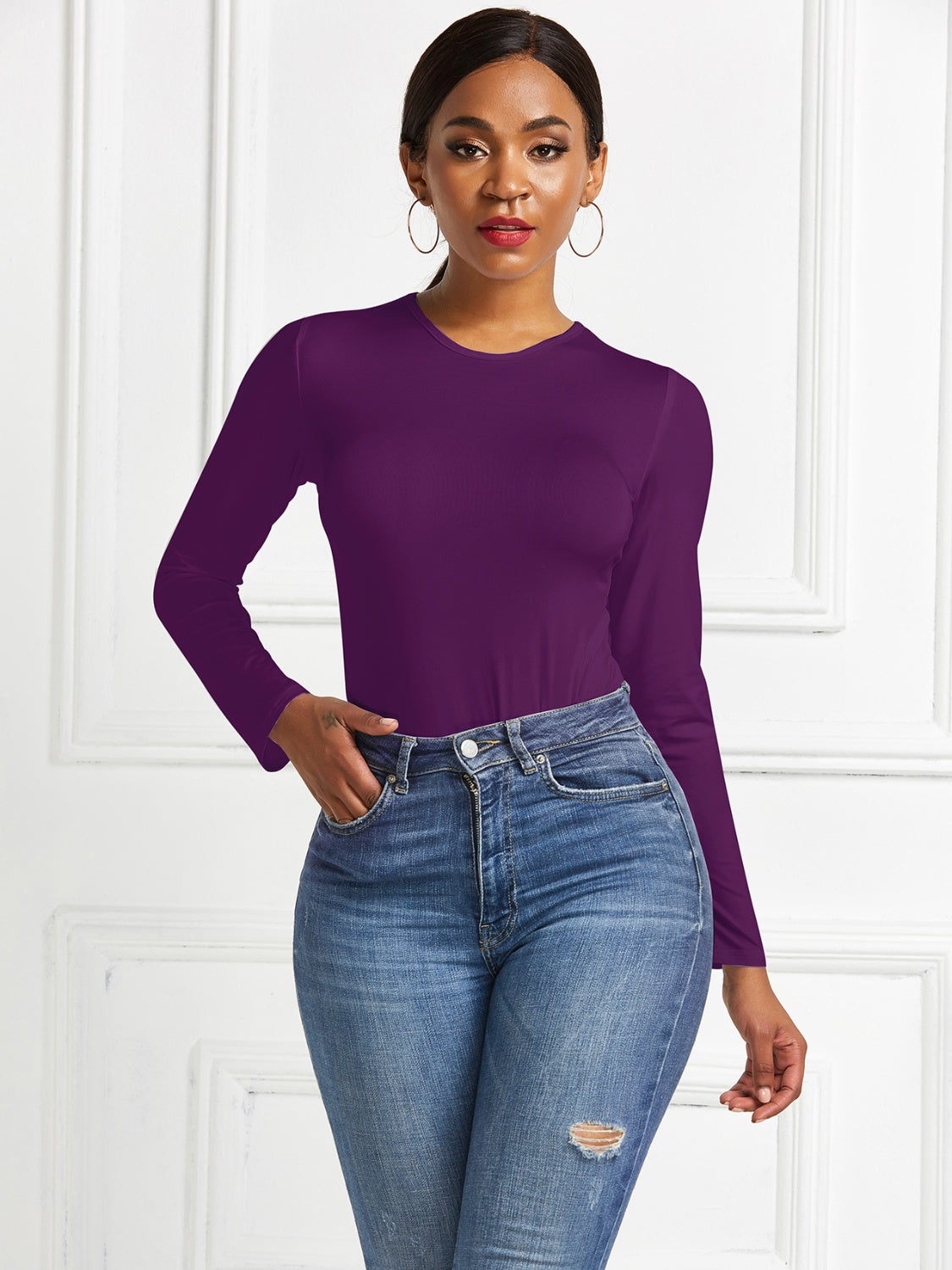 Round Neck Long Sleeve Bodysuit