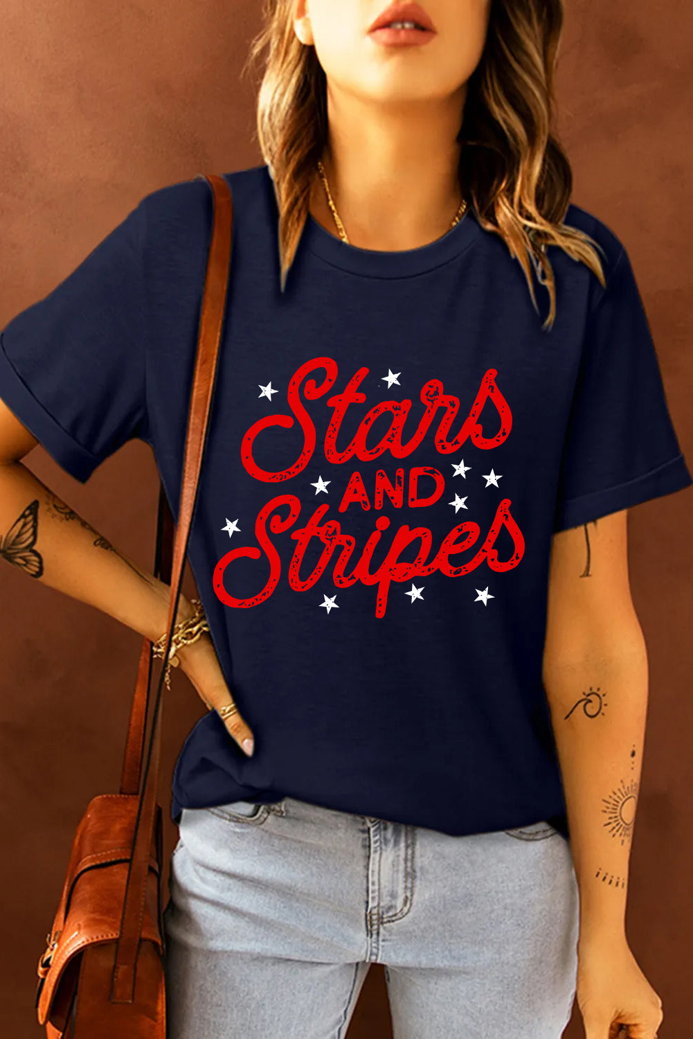 Blue Flag Day Stars AND Stripes Graphic T Shirt