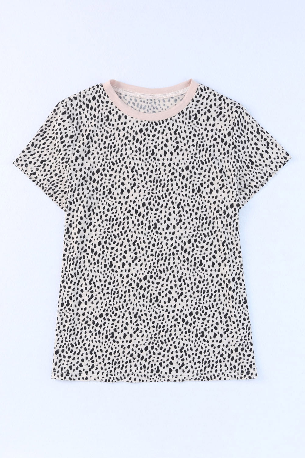 Red Cheetah Print Casual Short Sleeve Crew Neck T Shirt