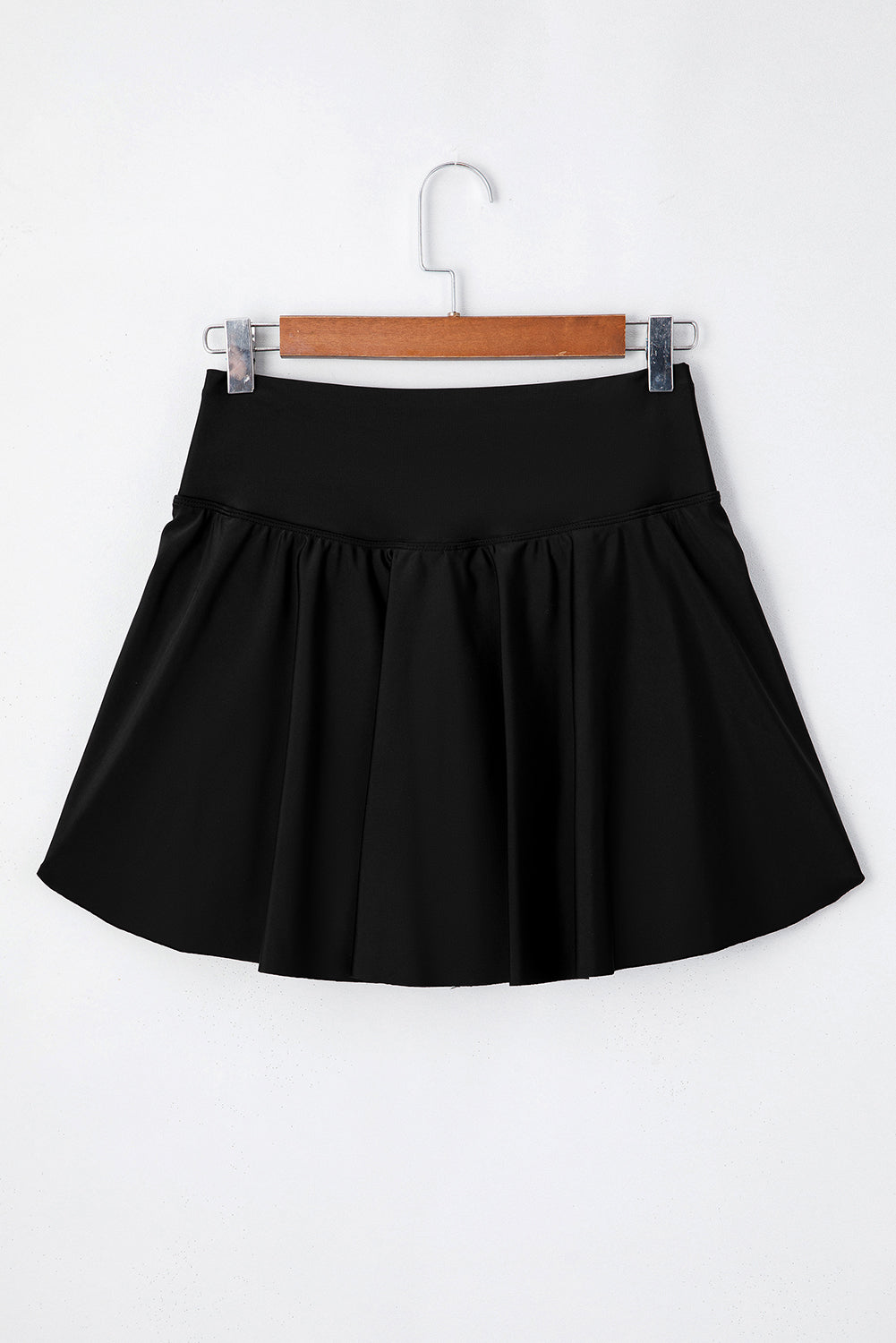 Black Solid Pocketed Cross Criss High Waist Skort