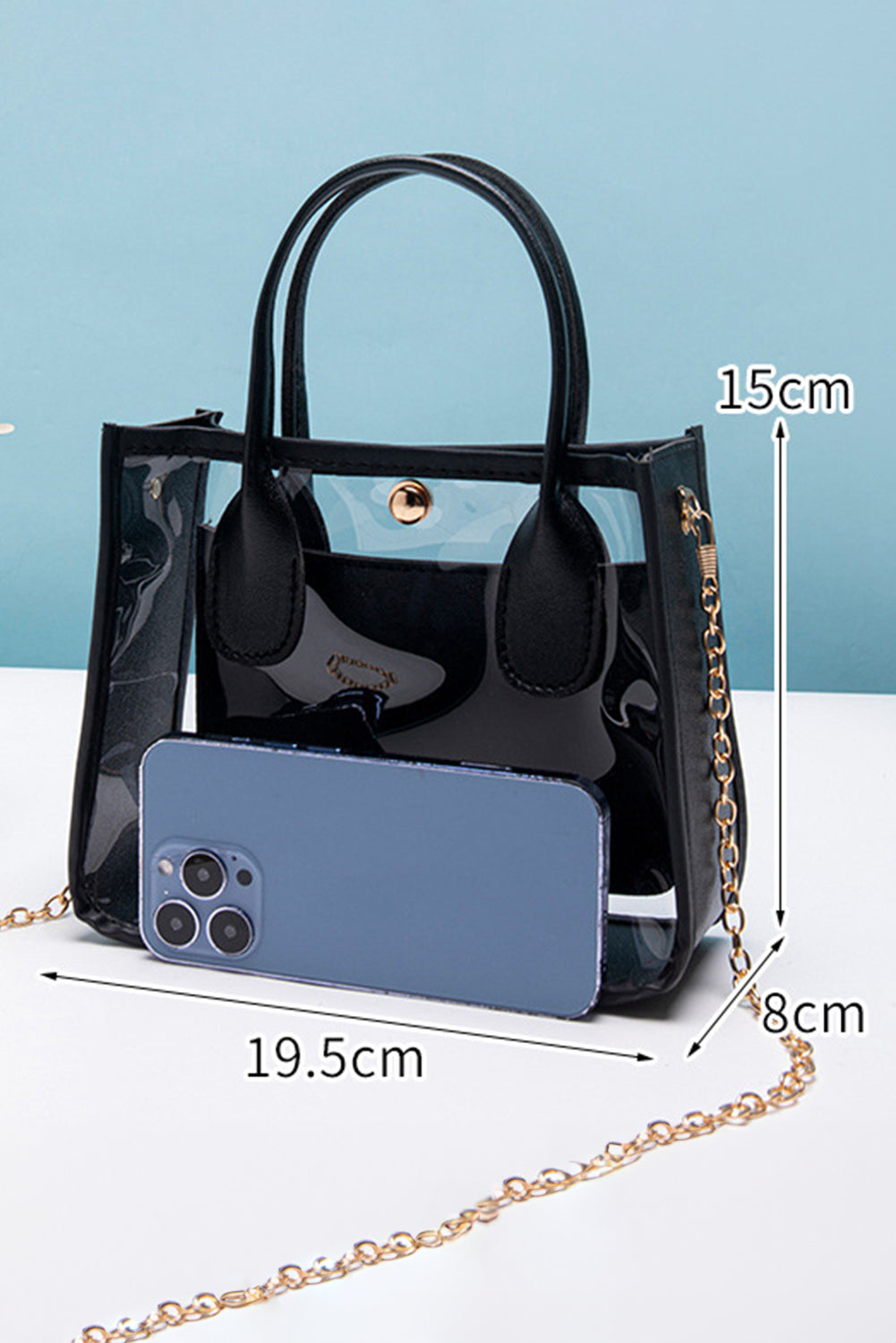 Chestnut PVC PU Leather Chain Strap Clear Shoulder Bag