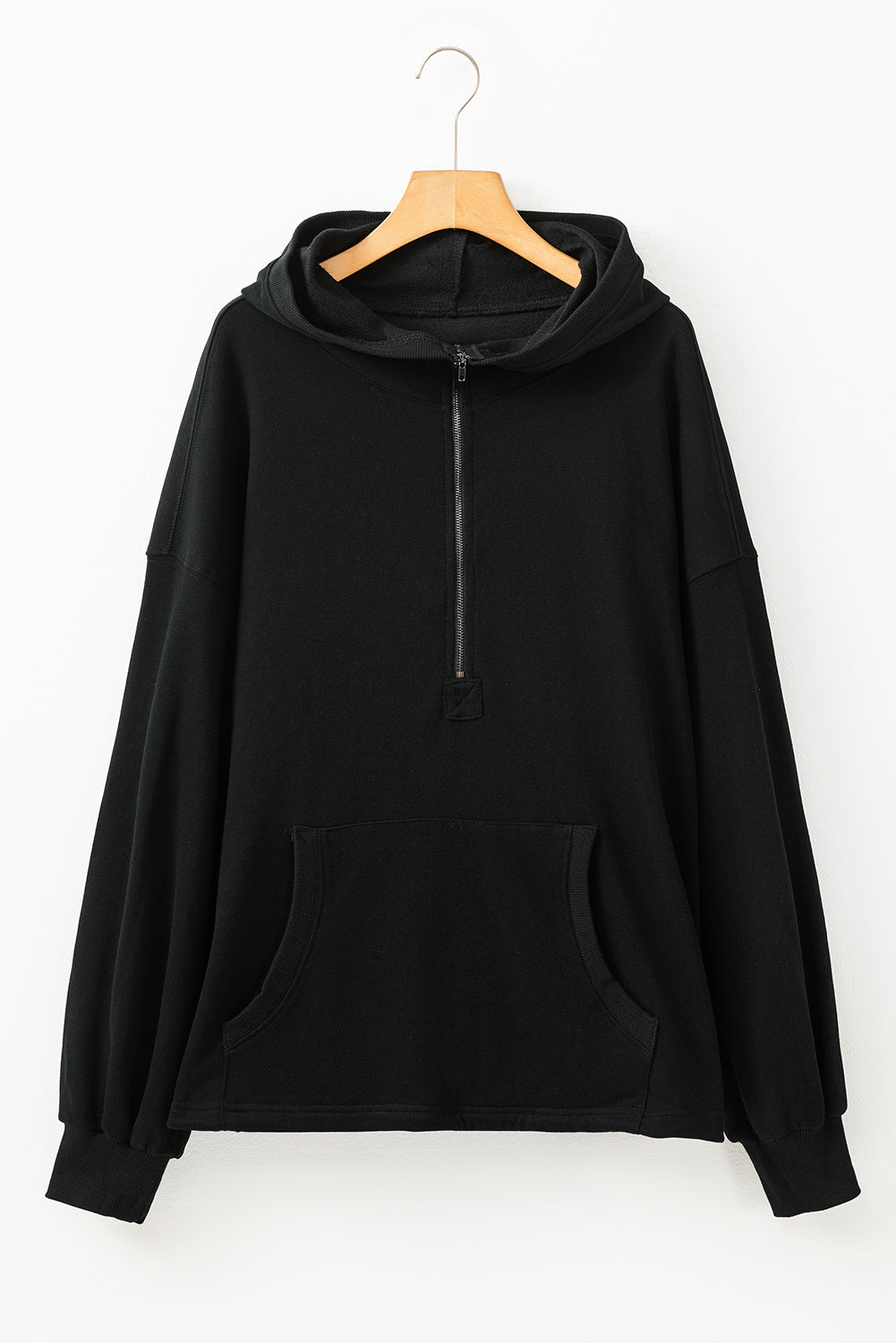 Bonbon Kangaroo Pocket Half Zipper Oversized Hoodie