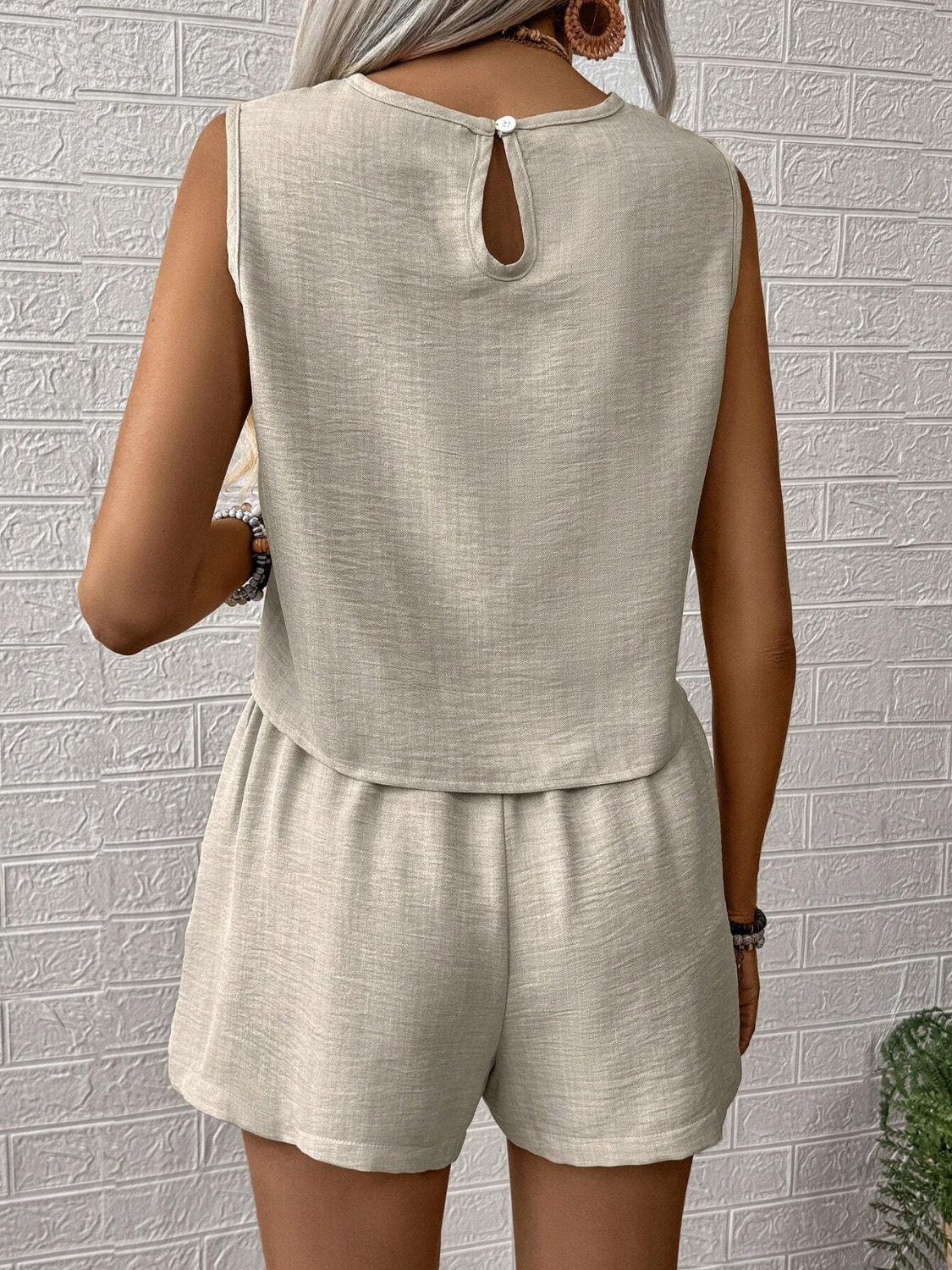 Round Neck Sleeveless Top and Shorts Set