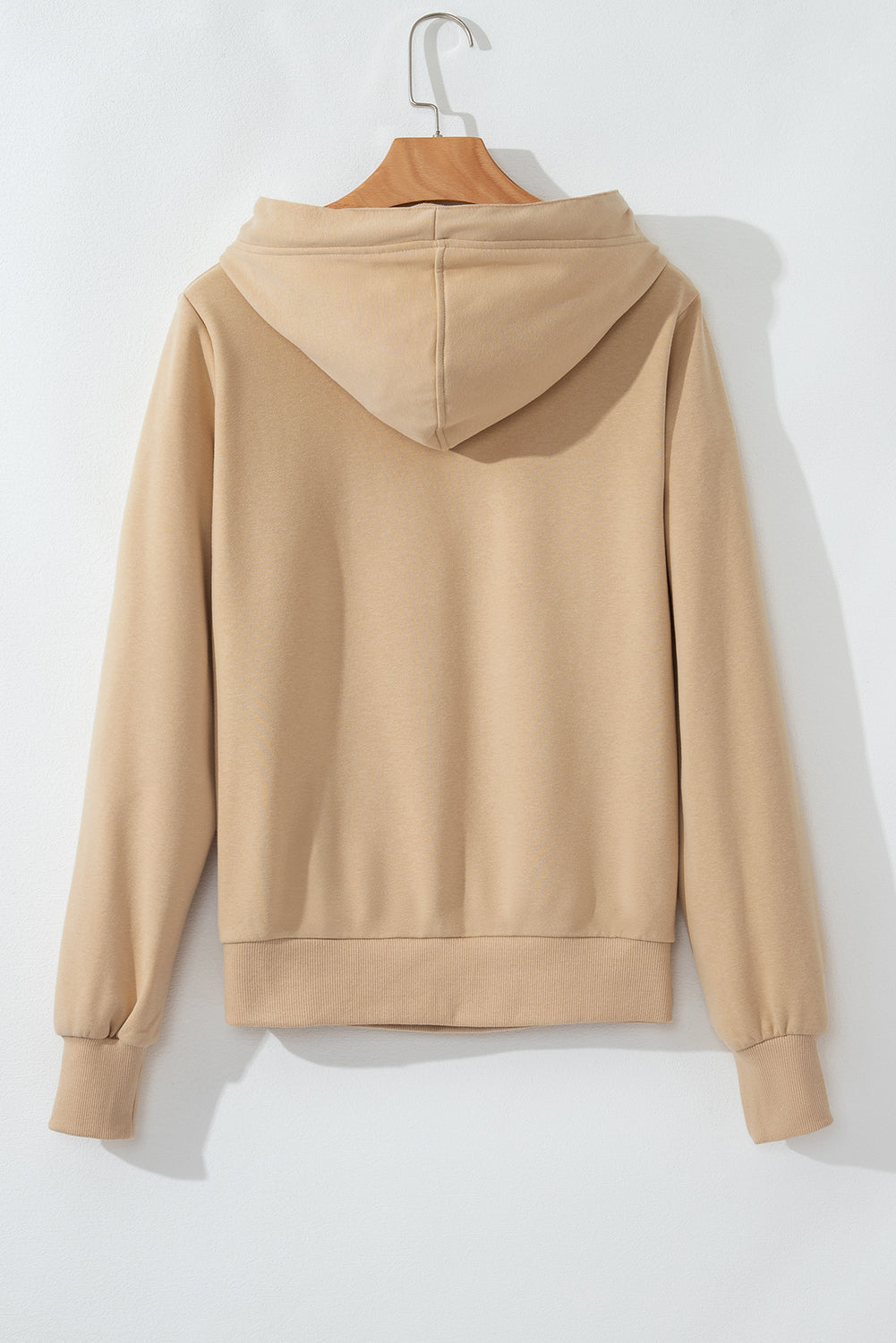 Parchment Zipped Pocket Plain Drawstring Hoodie