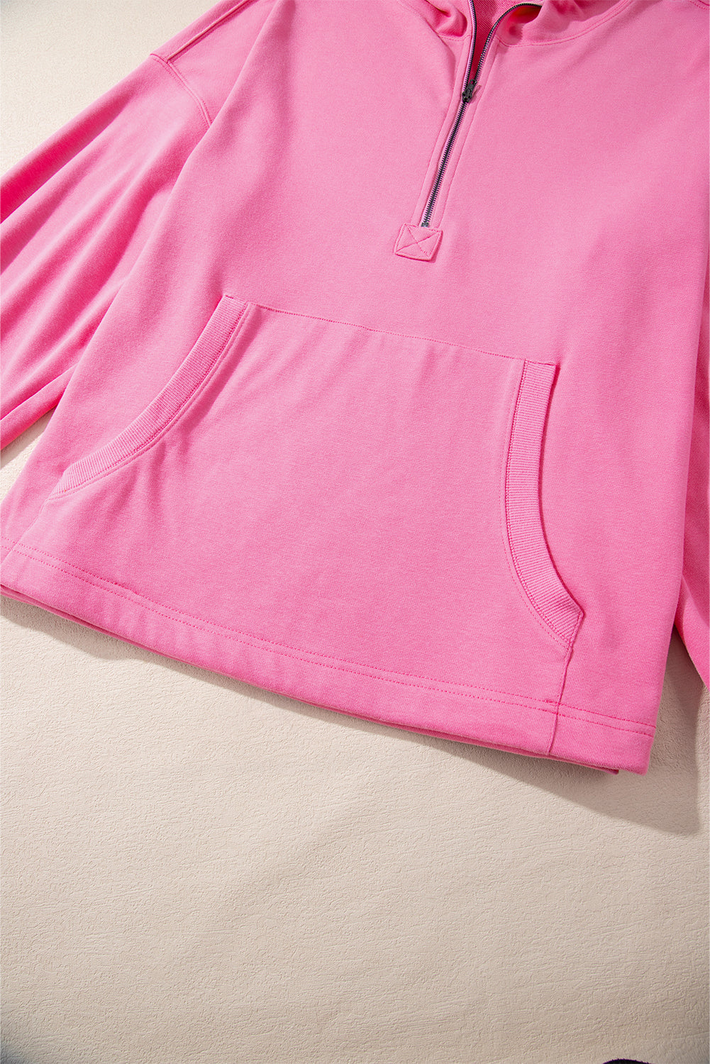 Bonbon Kangaroo Pocket Half Zipper Oversized Hoodie