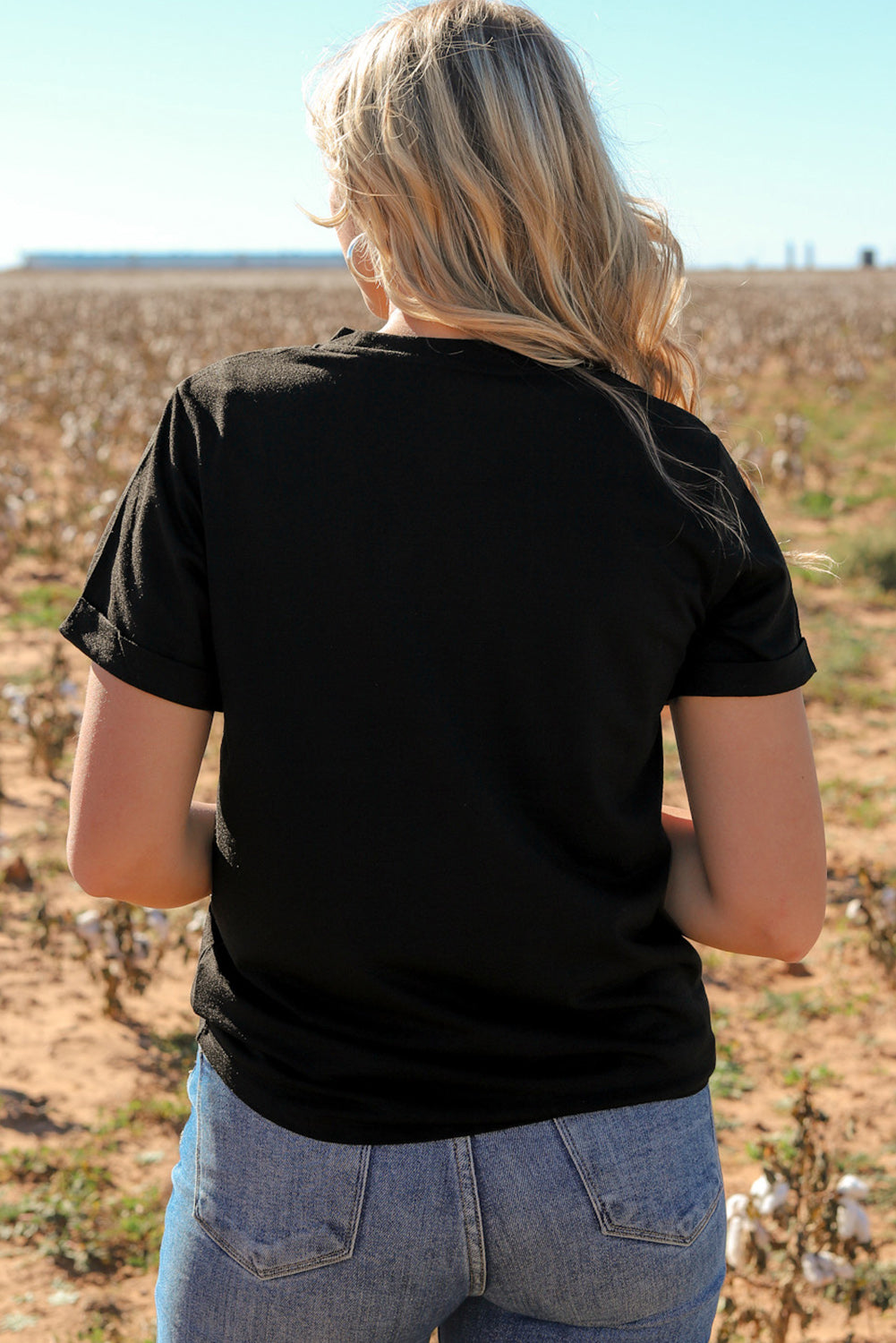 Black Animal Cross Graphic Round Neck Tee