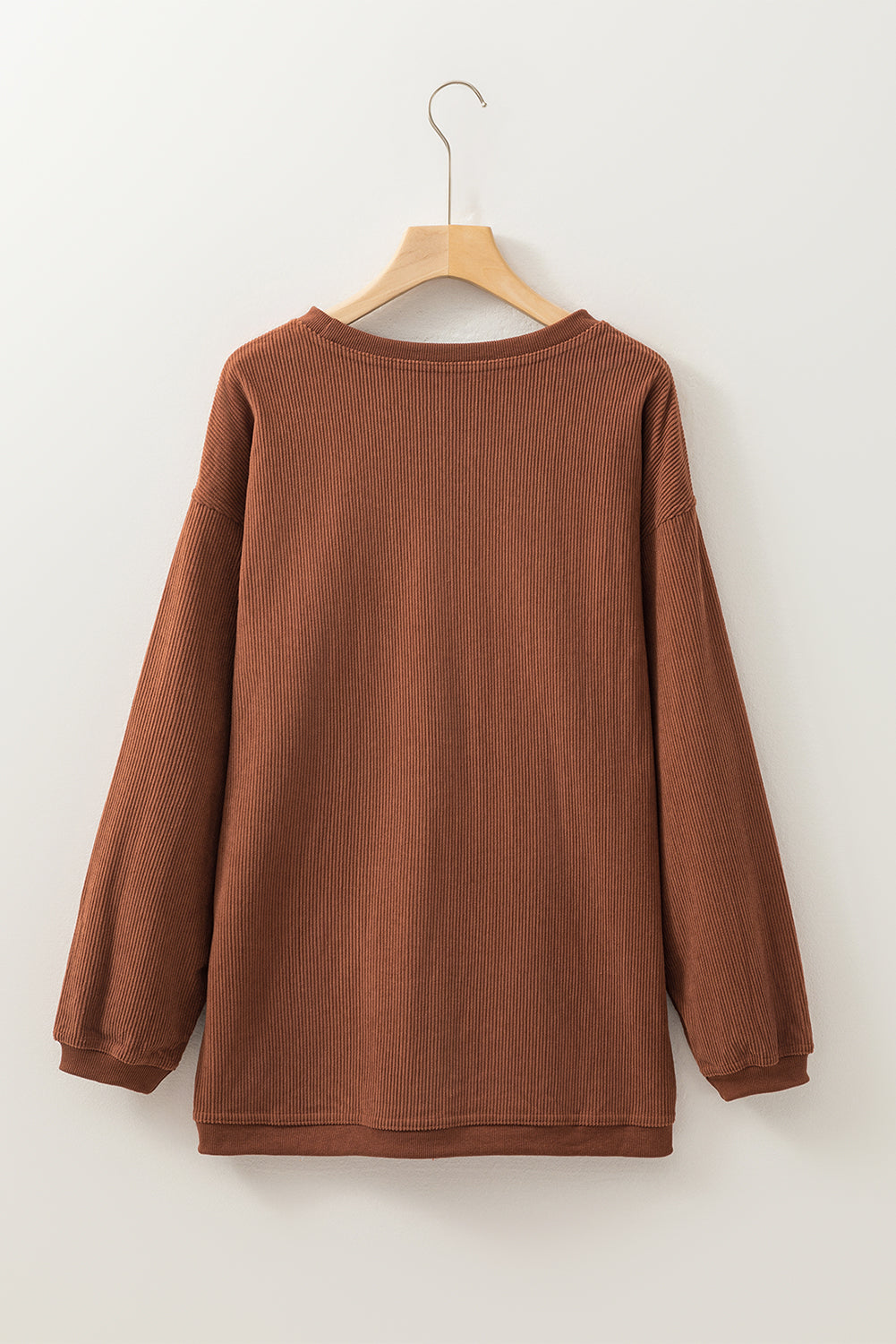 Apricot Drop Shoulder Crinkle Rib Oversized Sweatshirt