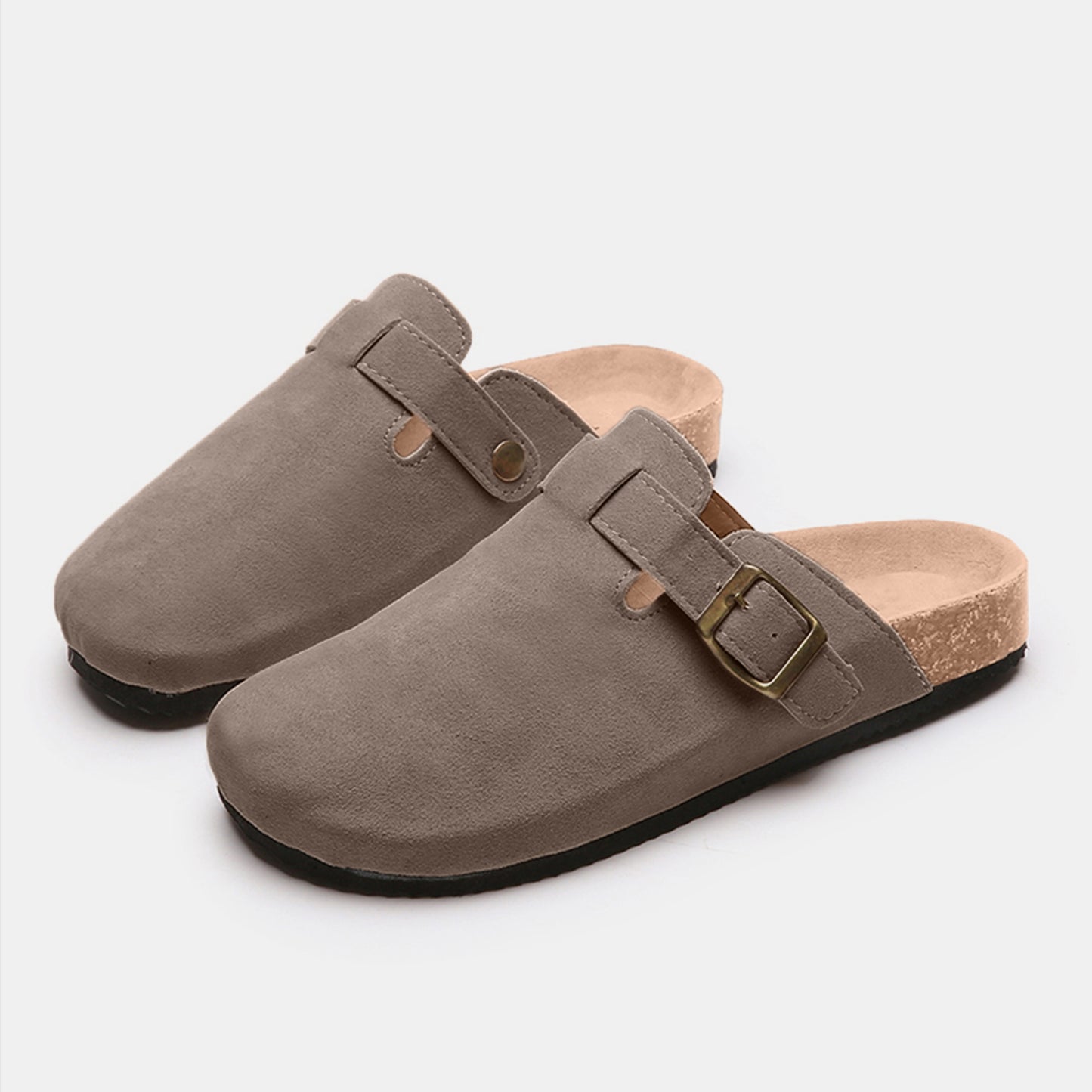 Suede Closed Toe Buckle Slide