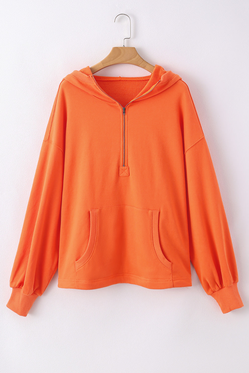 Bonbon Kangaroo Pocket Half Zipper Oversized Hoodie