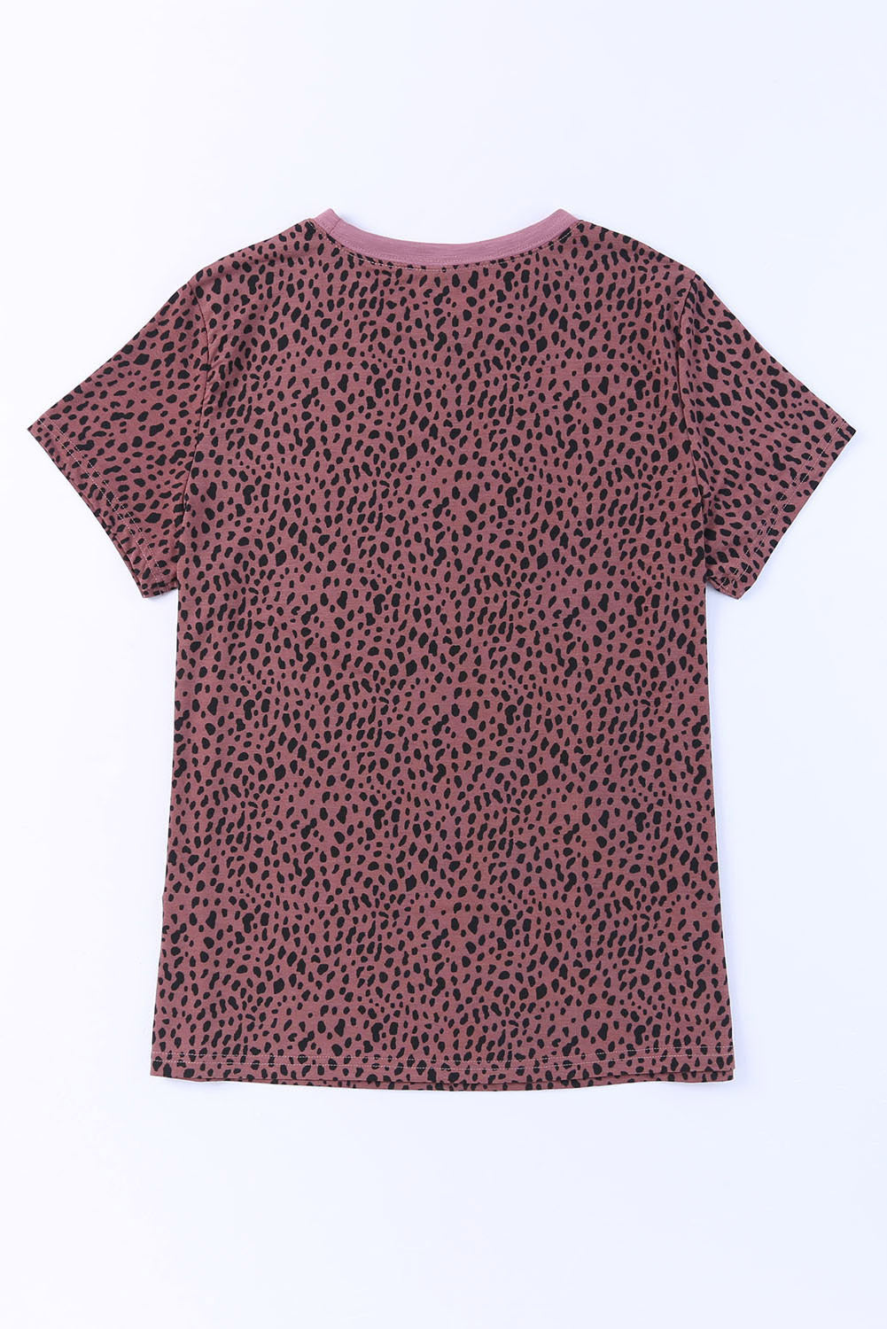 Red Cheetah Print Casual Short Sleeve Crew Neck T Shirt