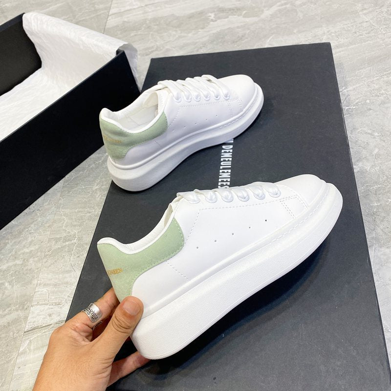 PU Leather Lace Up Round Toe Platform Sneakers