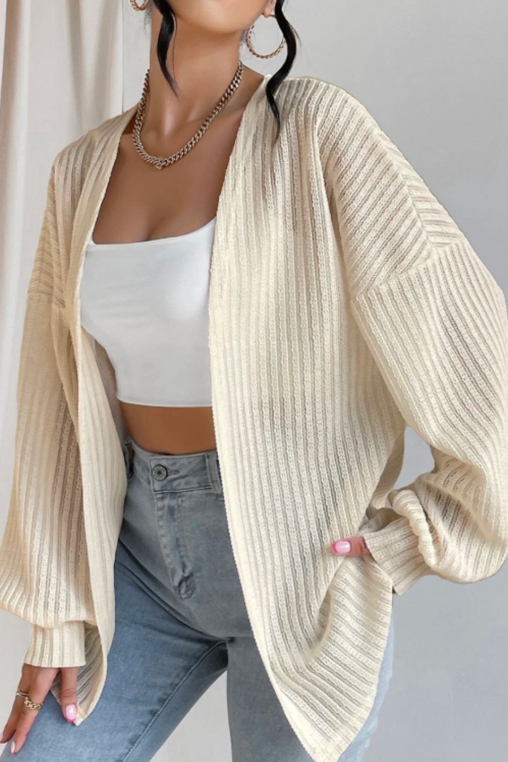 Open Front Long Sleeve Cardigan