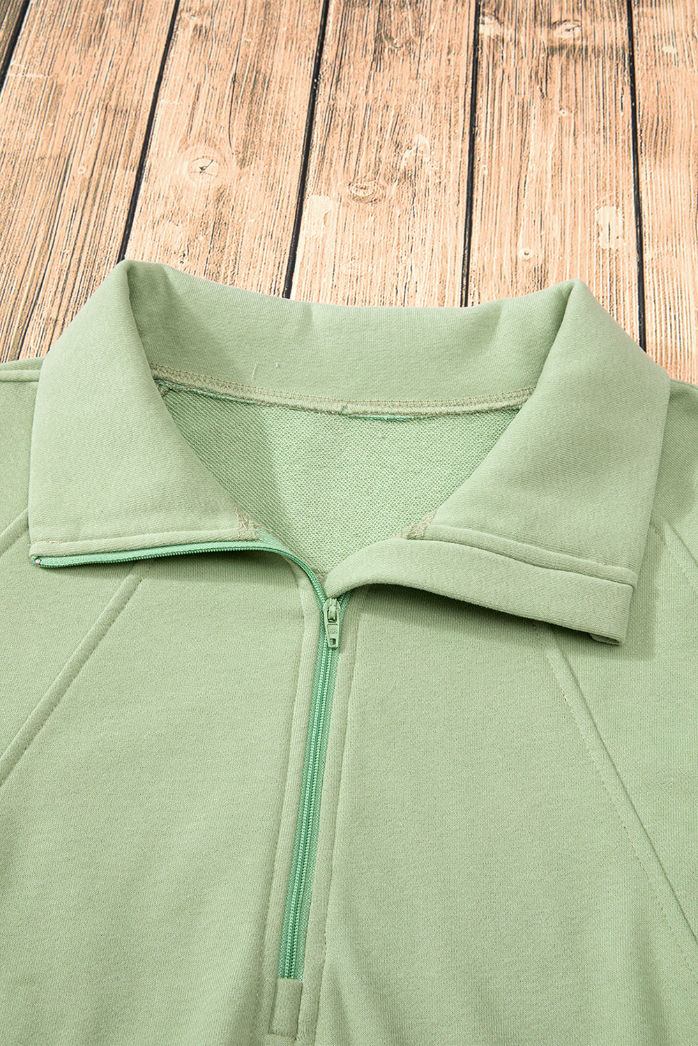 Aruba Blue Quarter Zip Stand Neck Kangaroo Pocket Sweatshirt