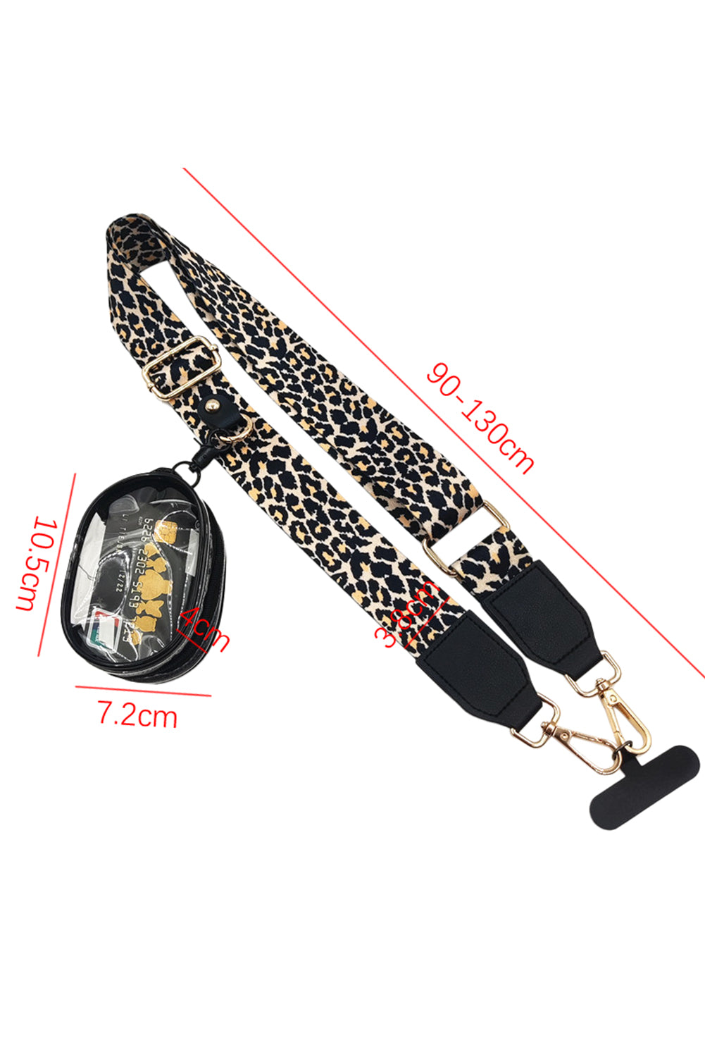 Black Leopard Graphic Phone Strap With Mini Bag