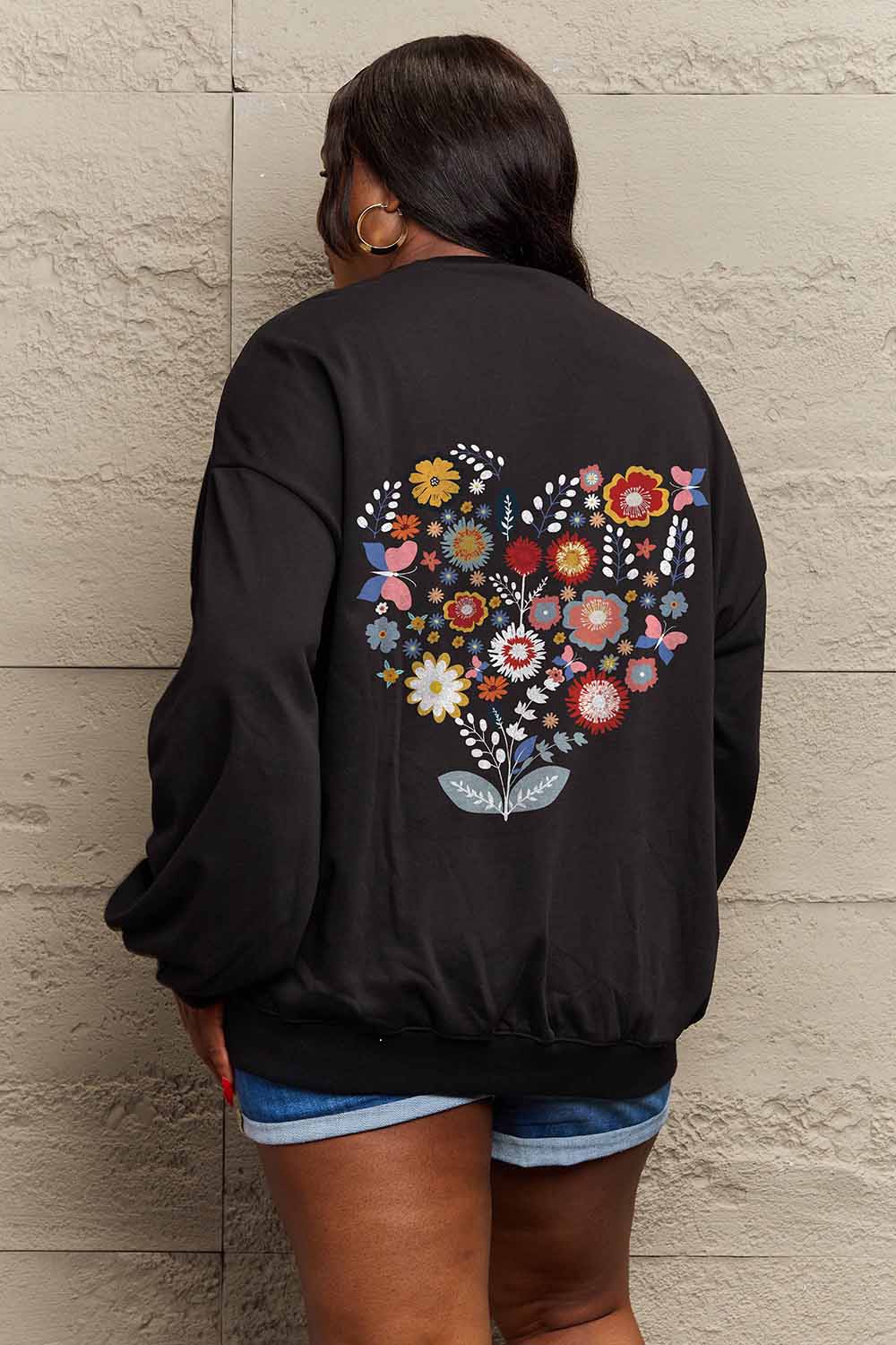 Simply Love Full Size Flower Graphic Sweatshirt