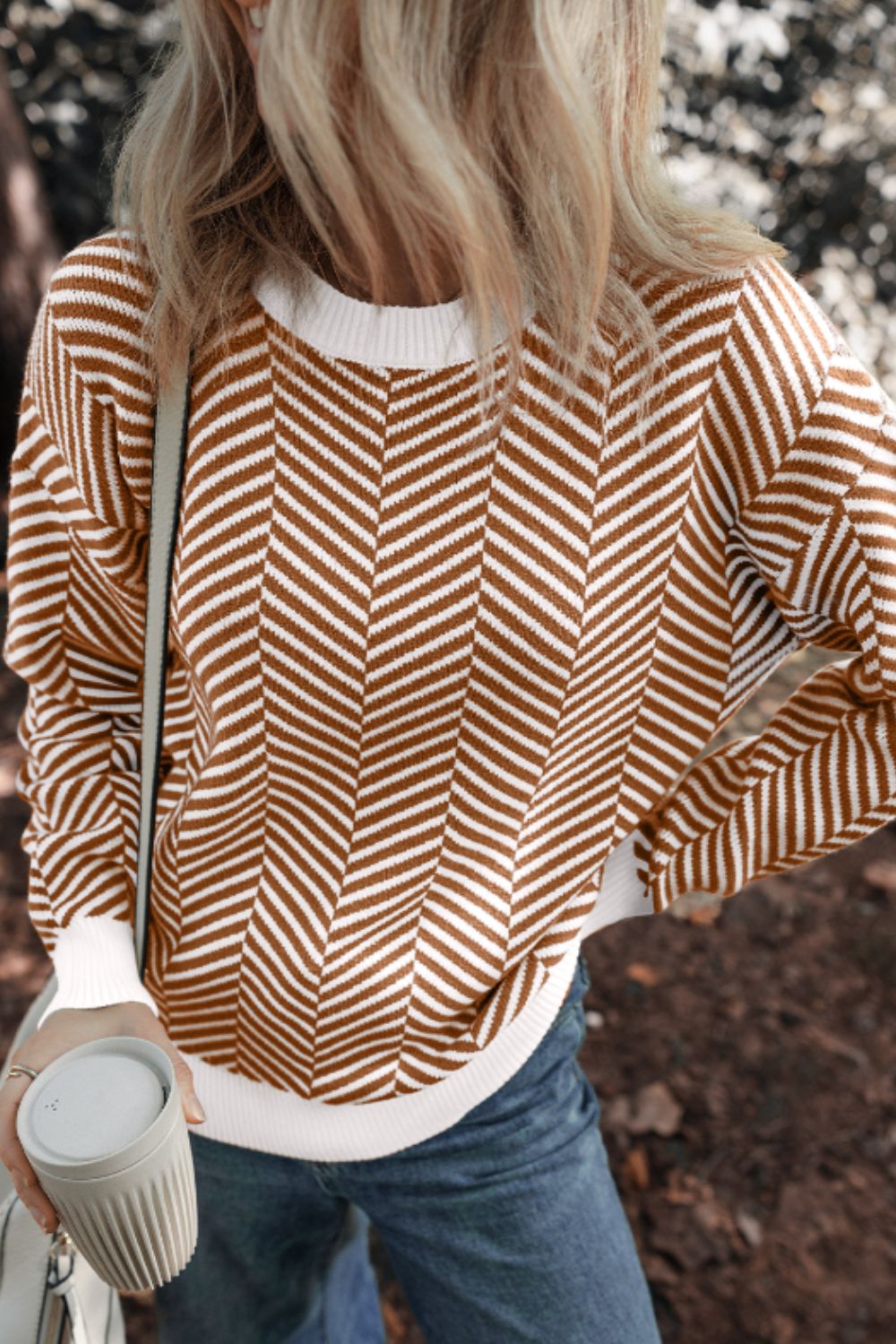 Striped Round Neck Long Sleeve Sweater