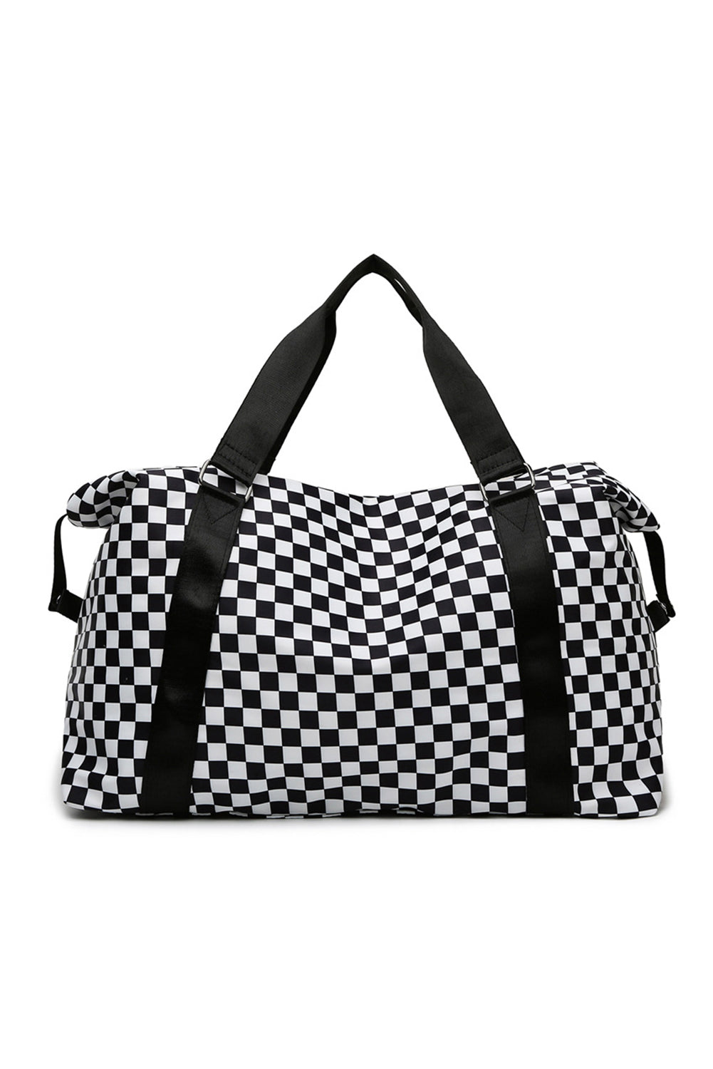 Black Checkered Travel Portable Large Capacity Duffle Bag