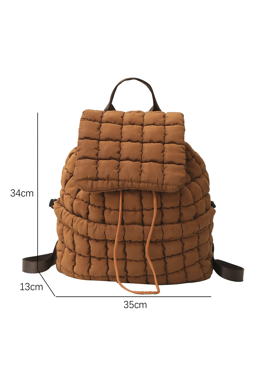 Black Solid Flapped Quilted Puffer Backpack