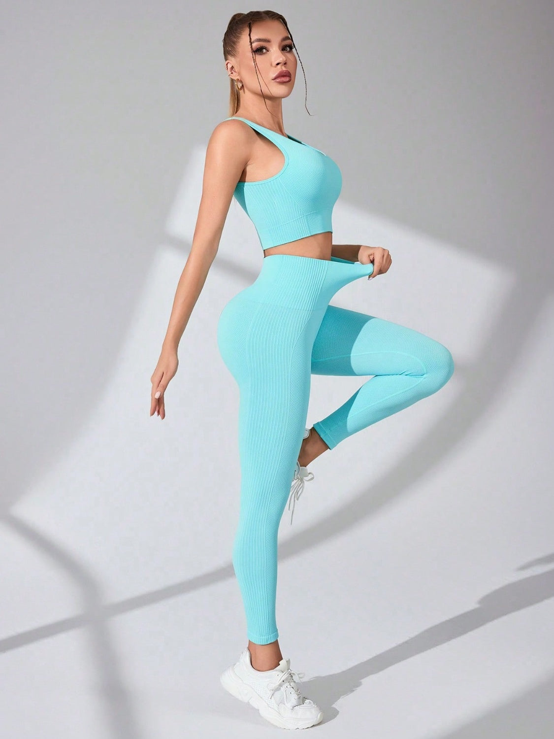 Scoop Neck Wide Strap Top and Pants Active Set