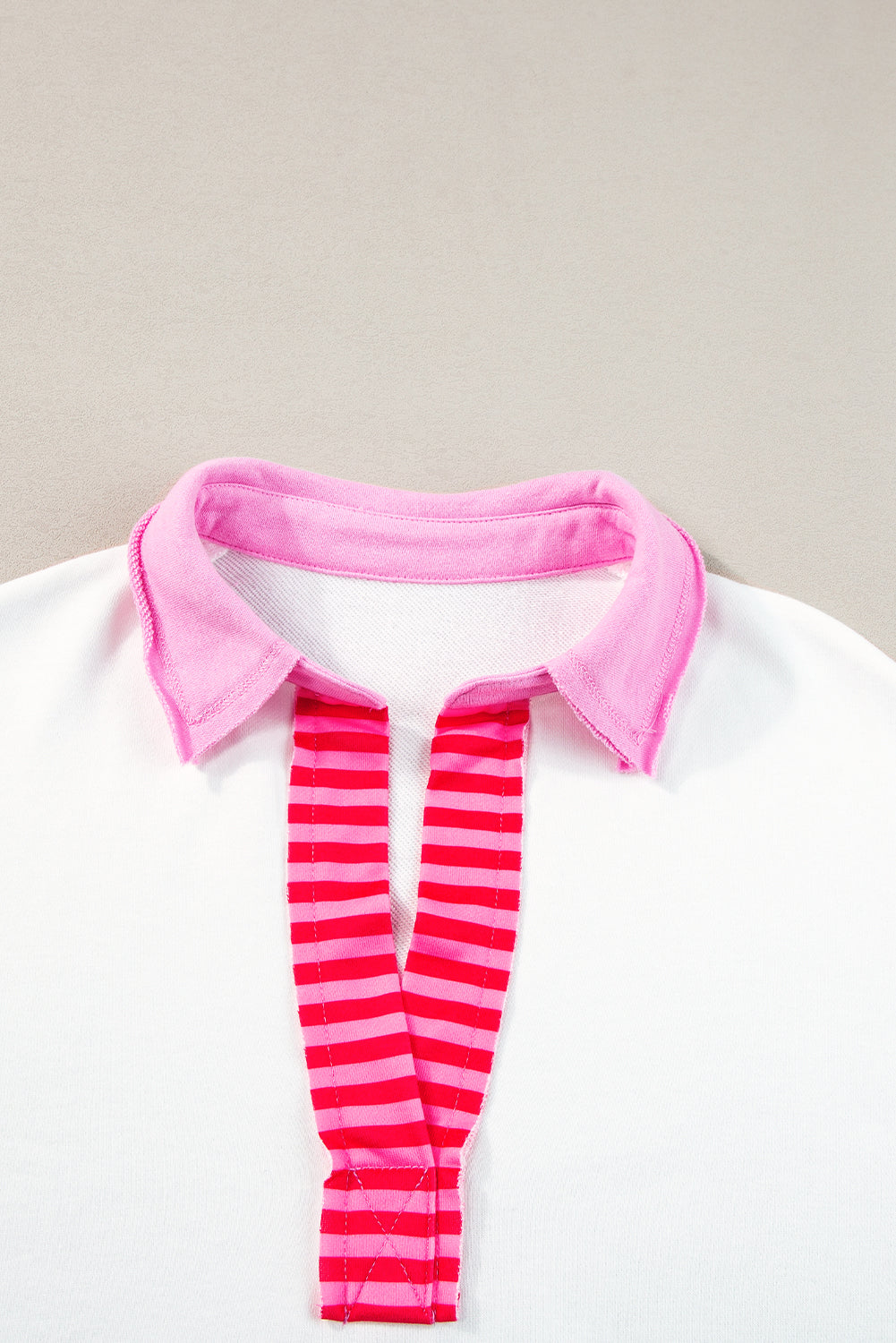 Pink Stripe Colorblock Sleeve Collared Mini Dress