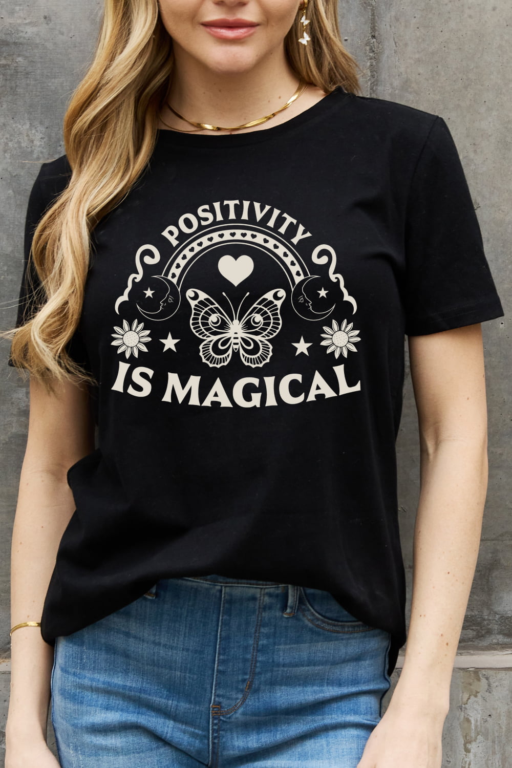 Simply Love Simply Love Full Size POSITIVITY IS MAGICAL Graphic Cotton Tee