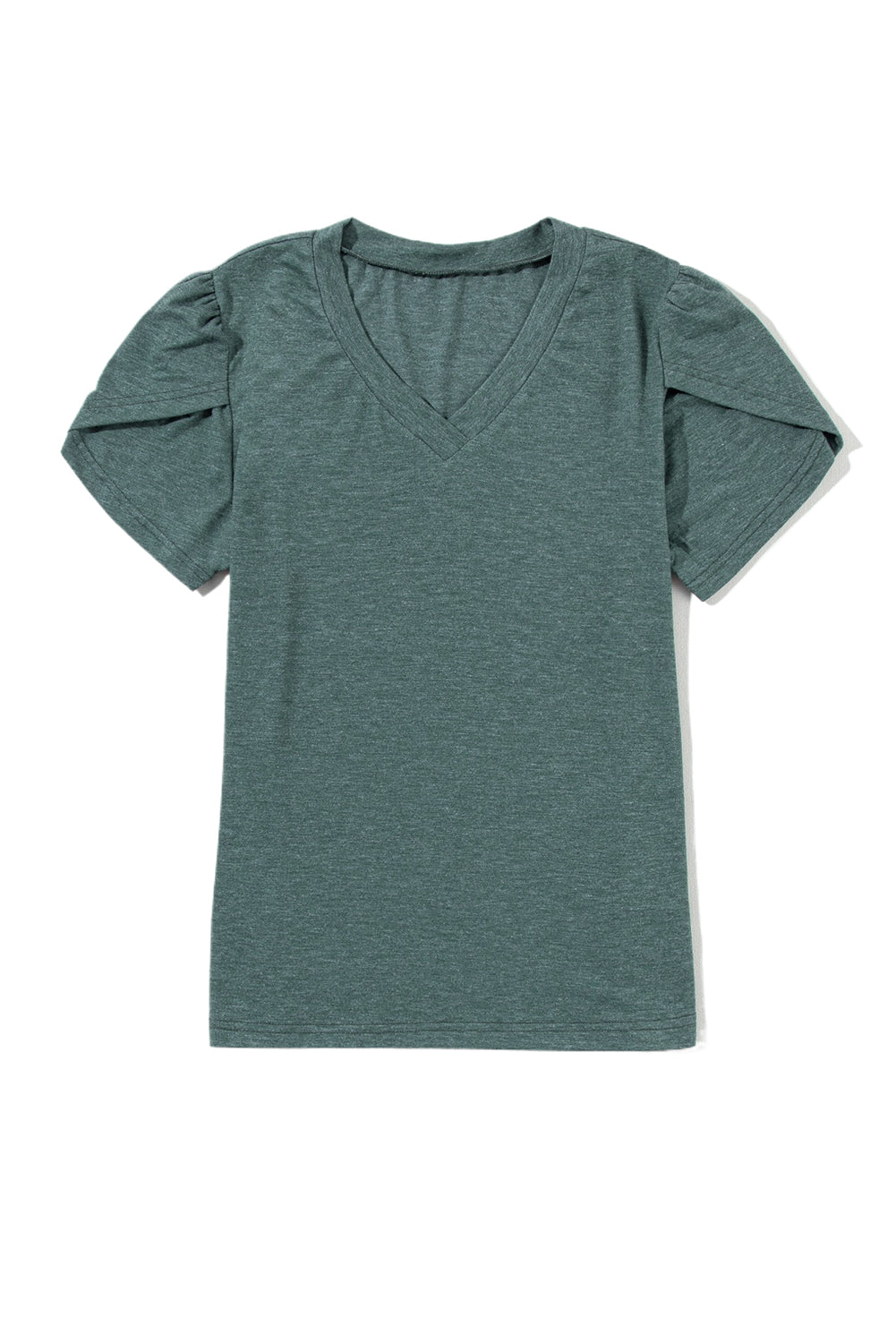 Carbon Grey Tulip Sleeve V Neck T-Shirt