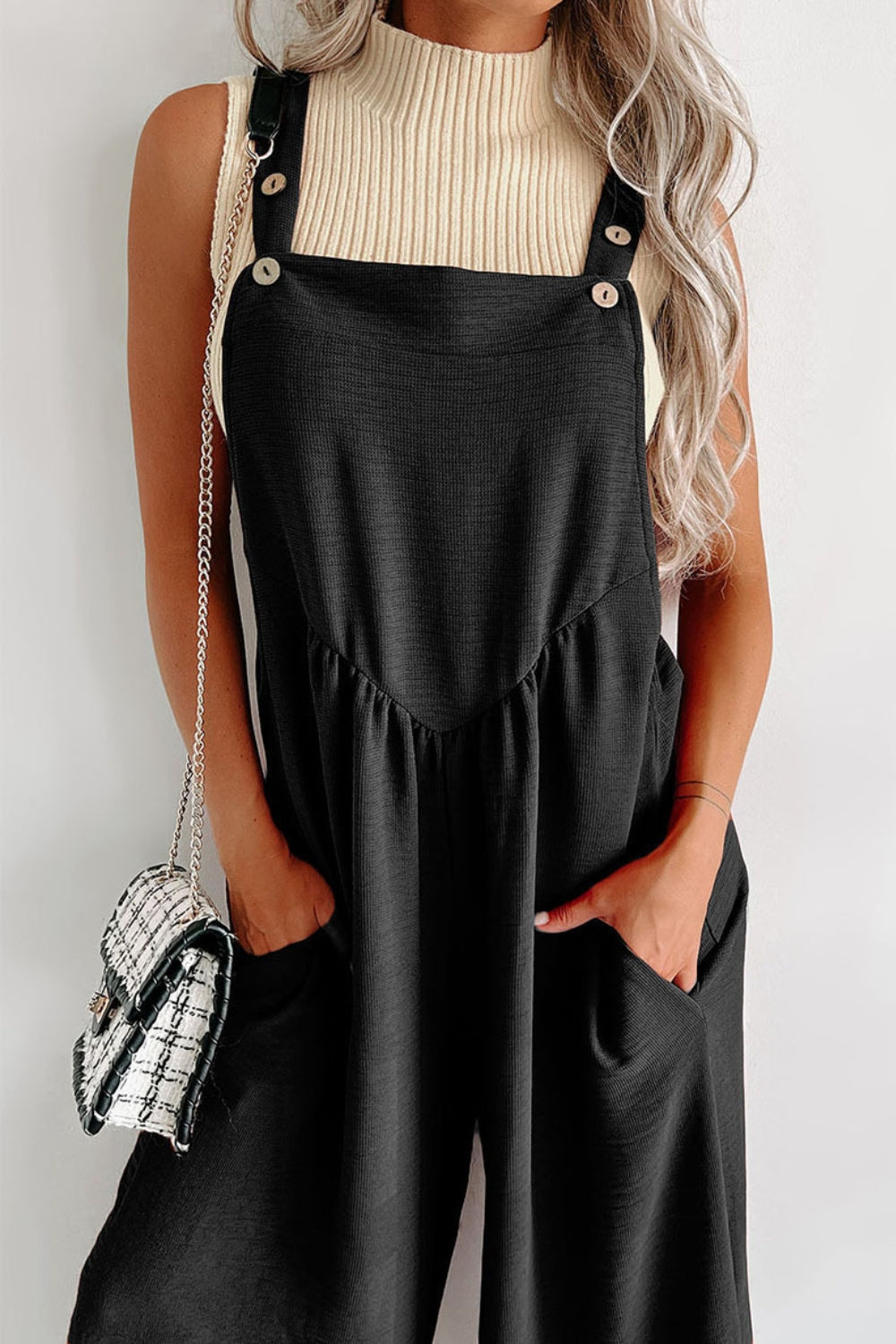 Square Neck Wide Strap Jumpsuit