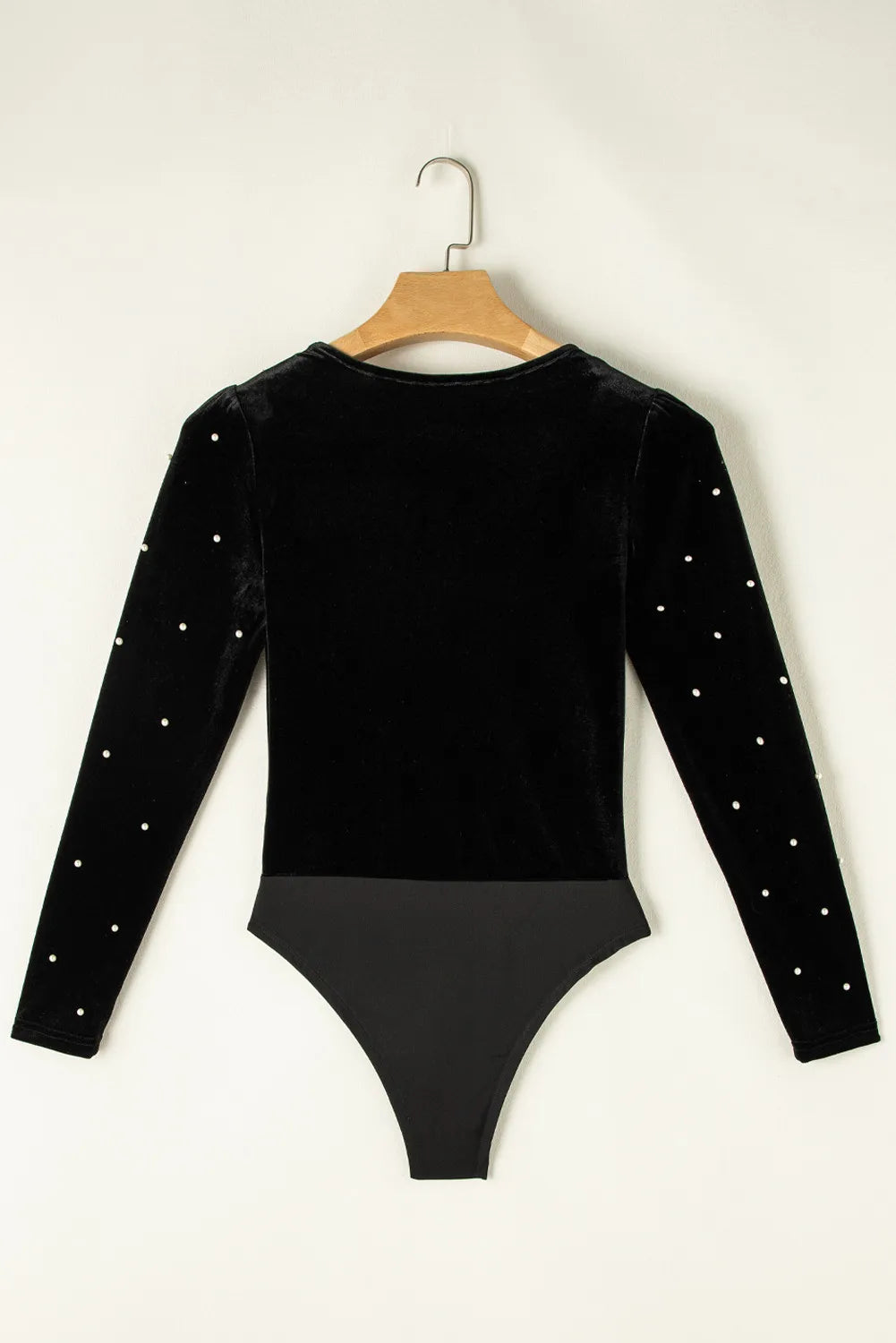 Pearl Detail V-Neck Long Sleeve Bodysuit