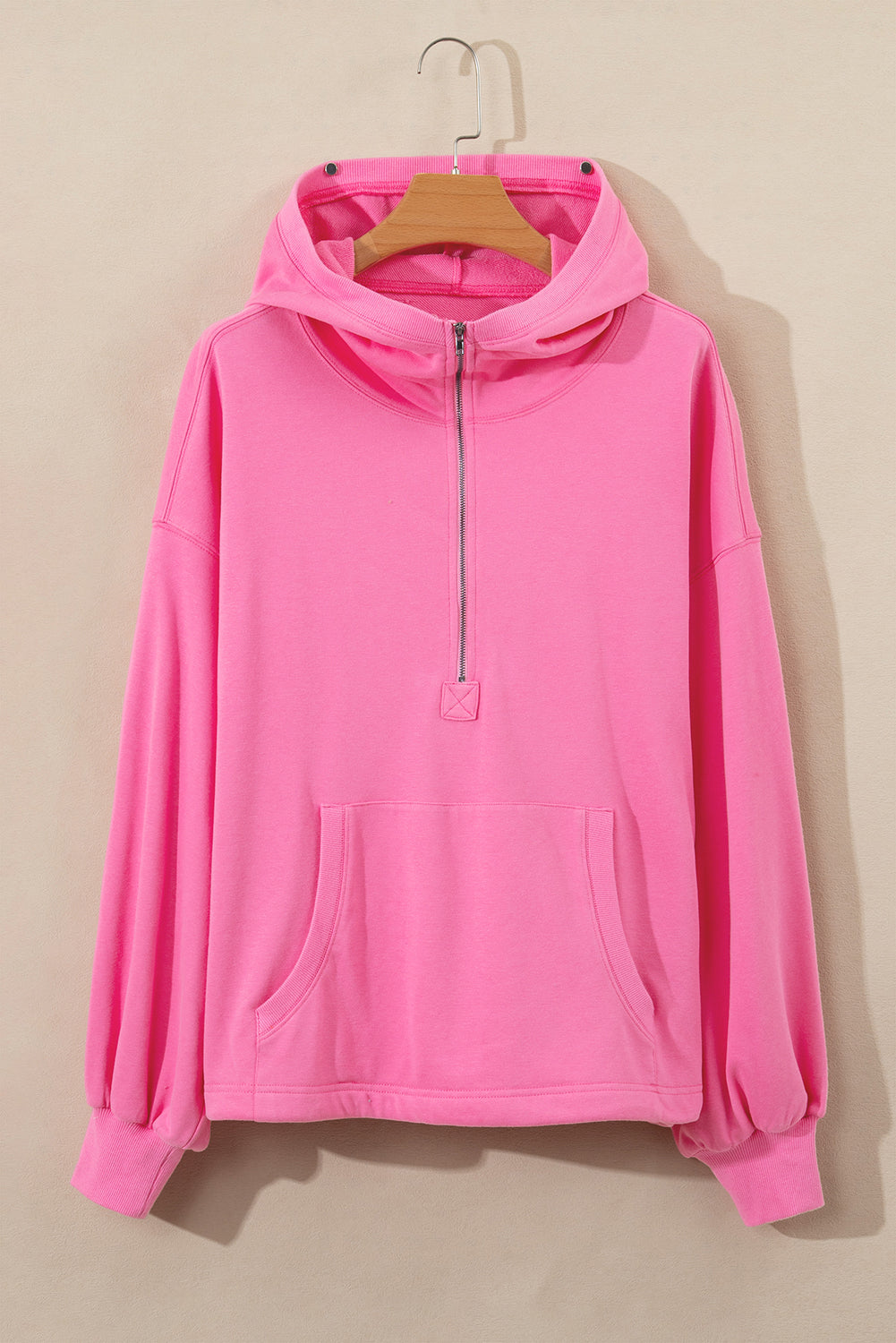 Bonbon Kangaroo Pocket Half Zipper Oversized Hoodie