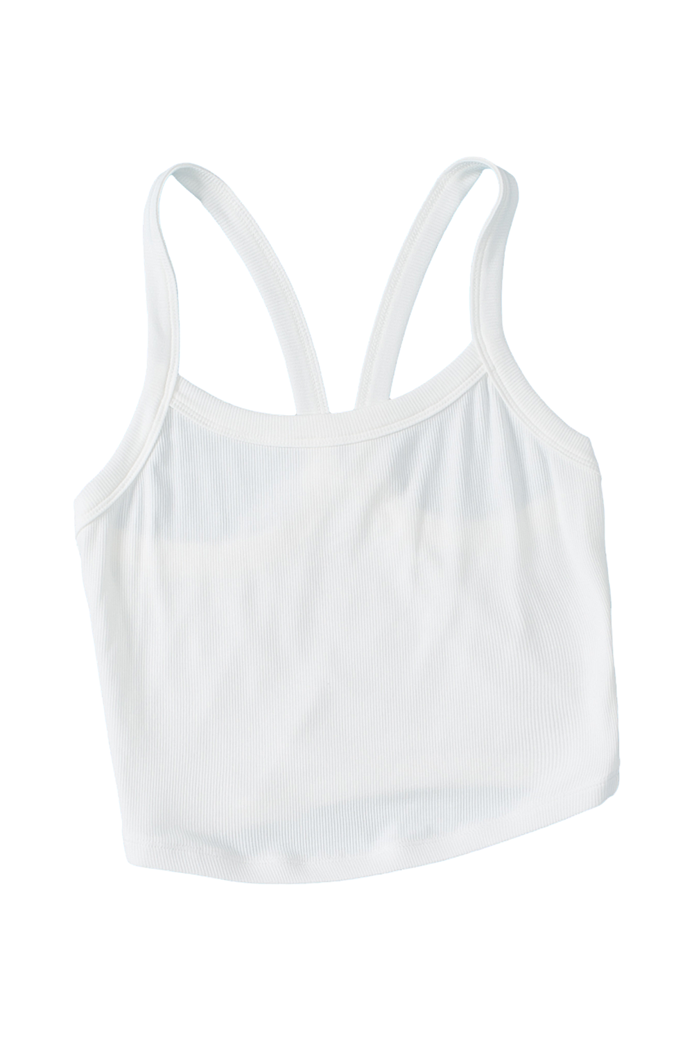 White Plain Athletic Ribbed Cropped Cami Top