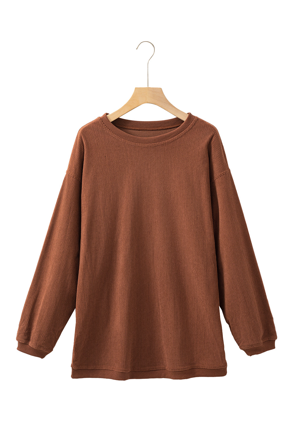 Apricot Drop Shoulder Crinkle Rib Oversized Sweatshirt