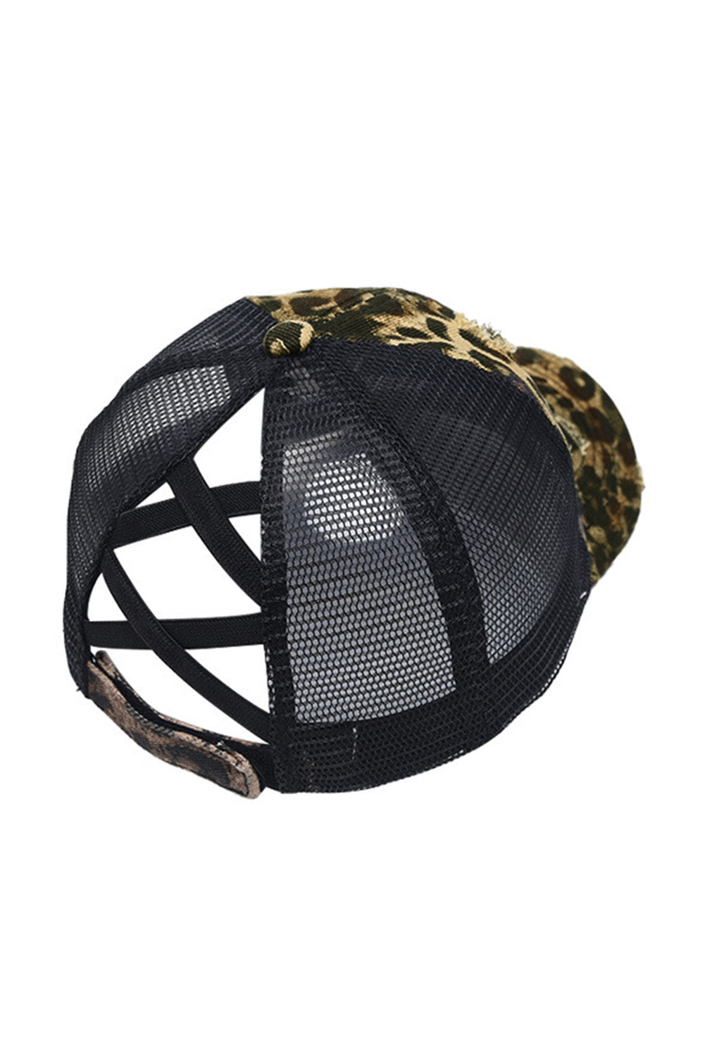 Black Leopard Printed Mesh Splicing Baseball Cap