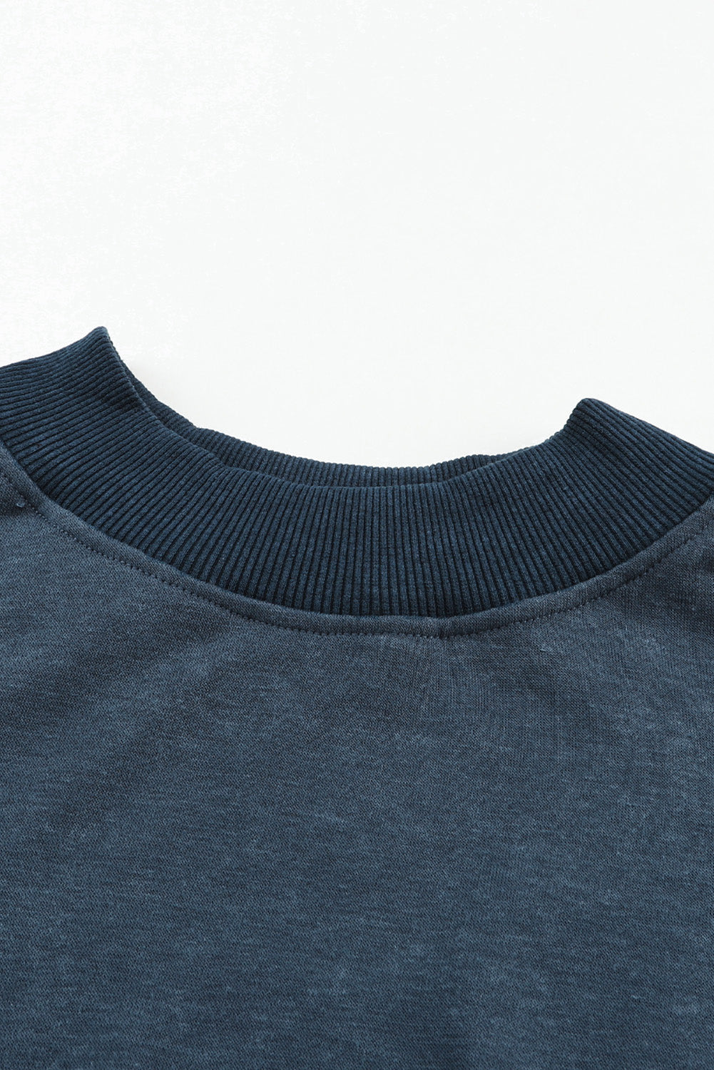 Blue Plain Drop Shoulder Crew Neck Pullover Sweatshirt