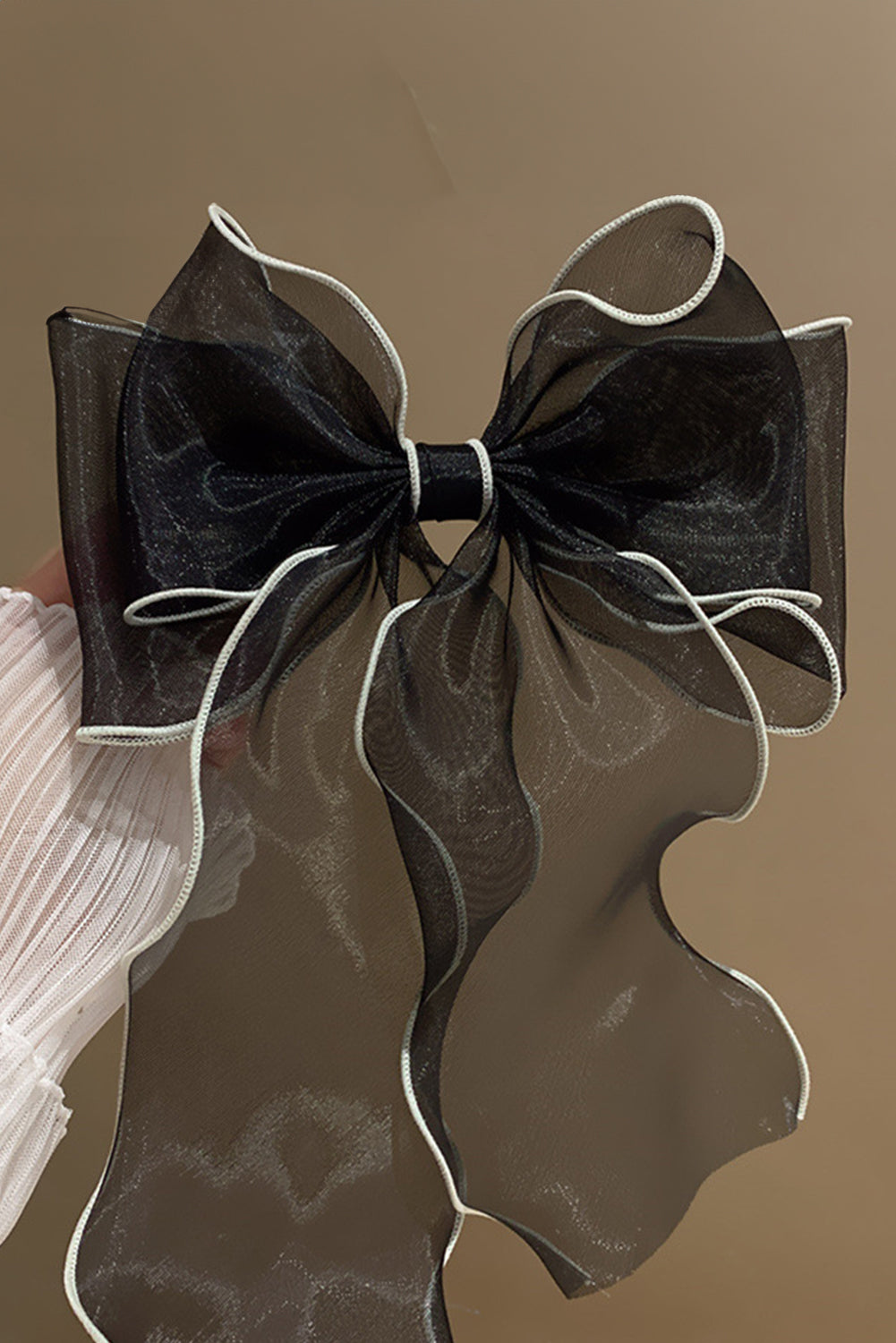 Bristol Black Contrast Trim Wavy Bow Knot Hair Clip