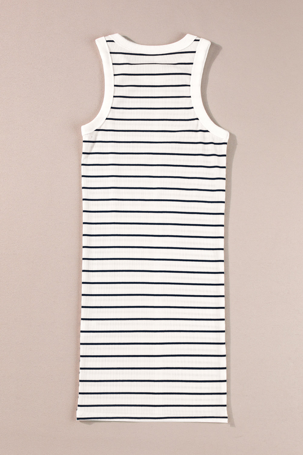 Black Stripe Ribbed Knit Tank Mini Dress