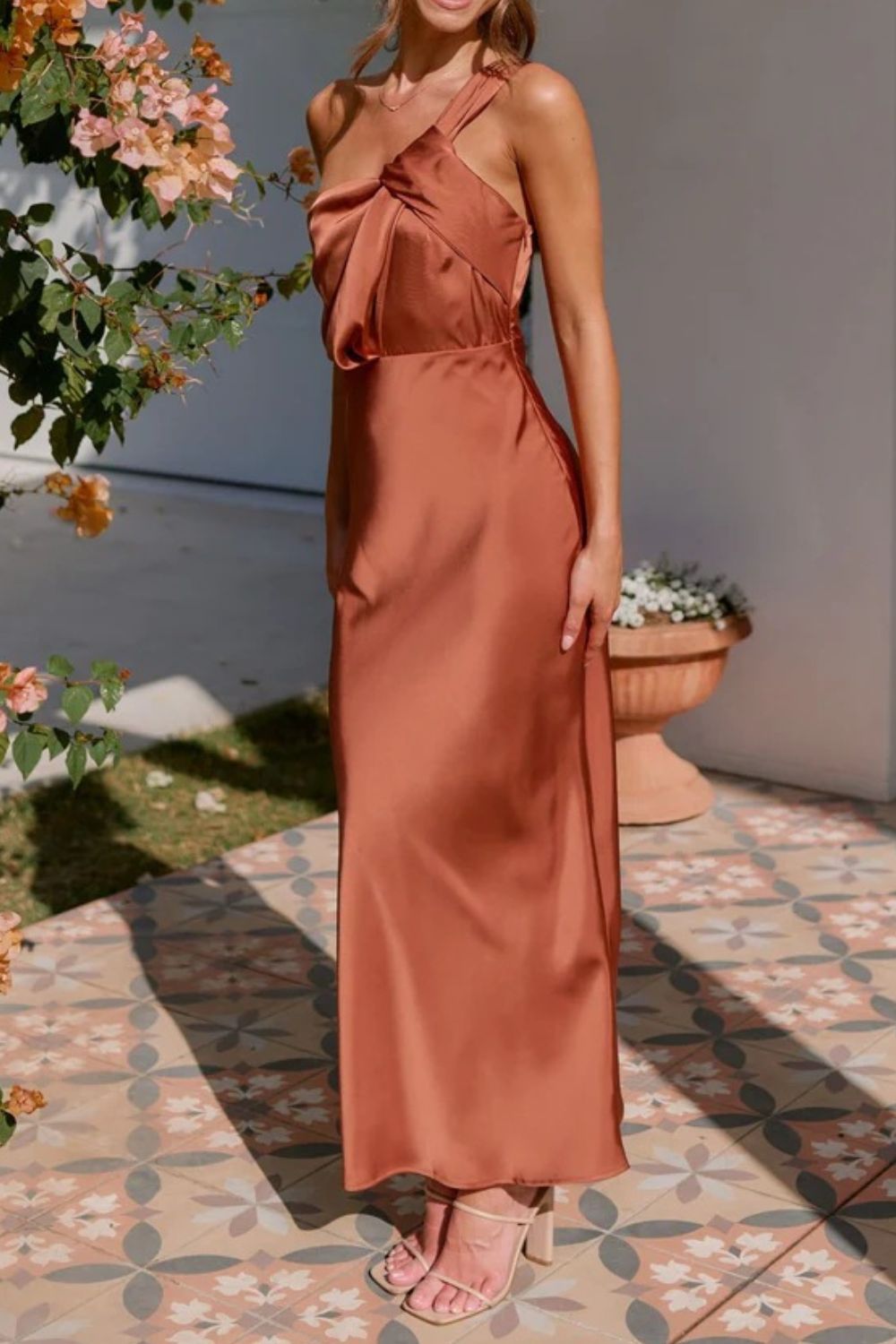 One Shoulder Sleeveless Maxi Dress