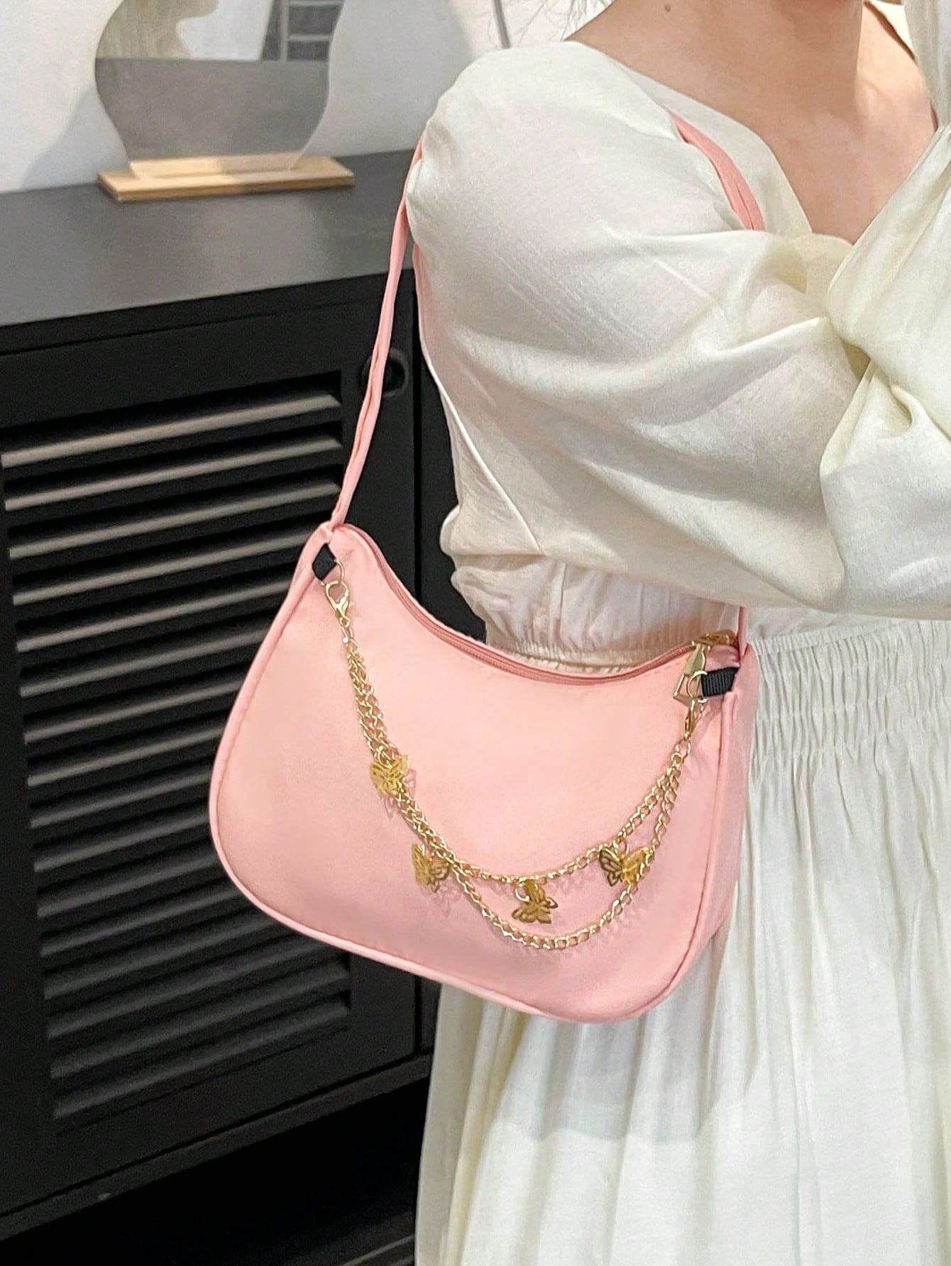 Butterfly Charm Polyester Shoulder Bag