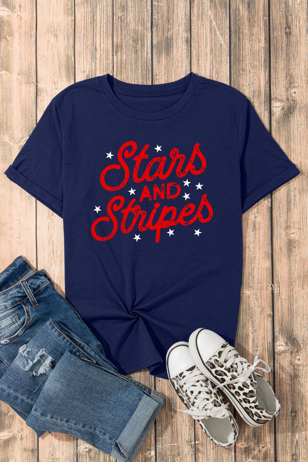 Blue Flag Day Stars AND Stripes Graphic T Shirt