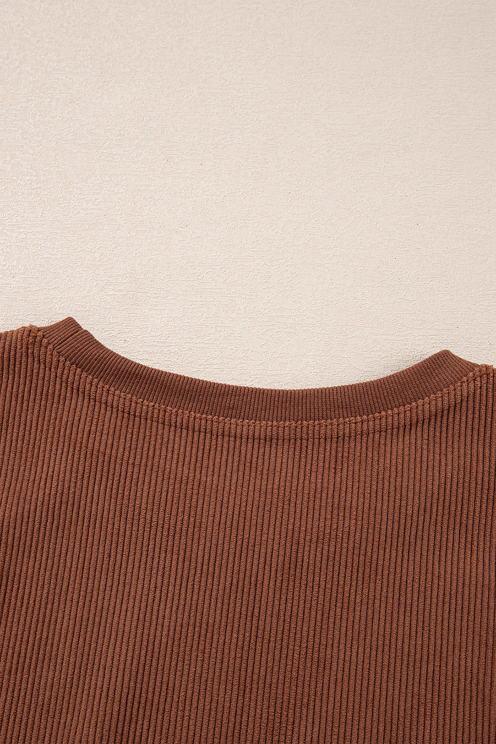 Apricot Drop Shoulder Crinkle Rib Oversized Sweatshirt