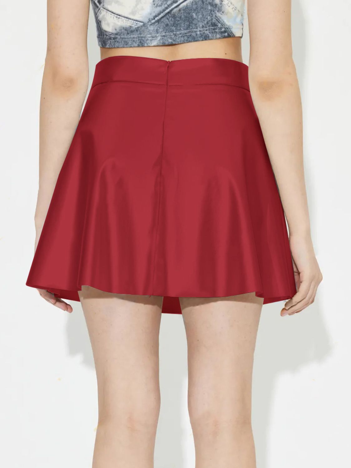 Ruched Mini Skirt with Zipper