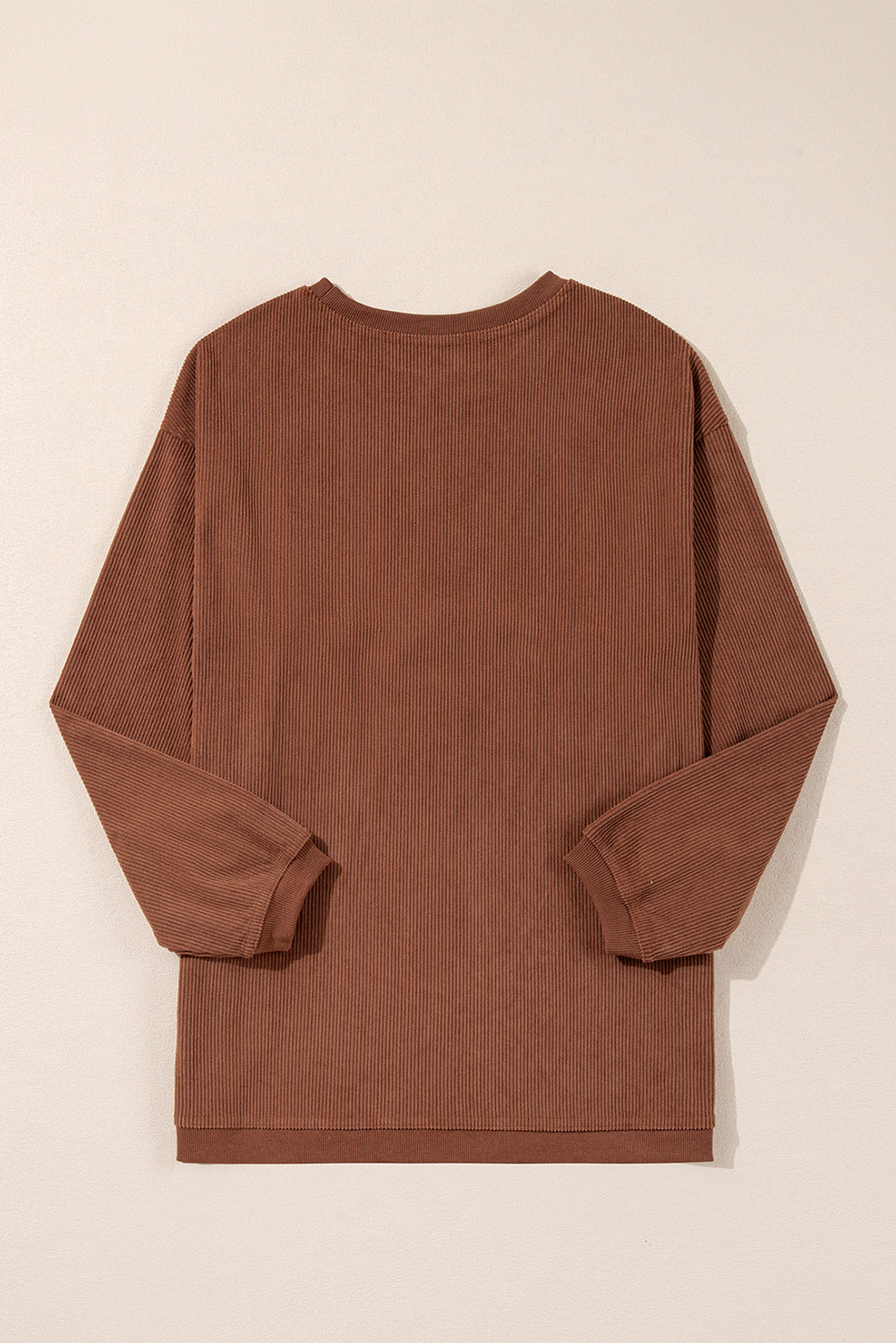 Apricot Drop Shoulder Crinkle Rib Oversized Sweatshirt