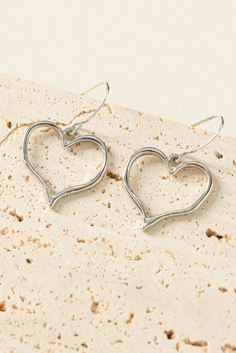 Silvery Heart Shape Hook Drop Earrings