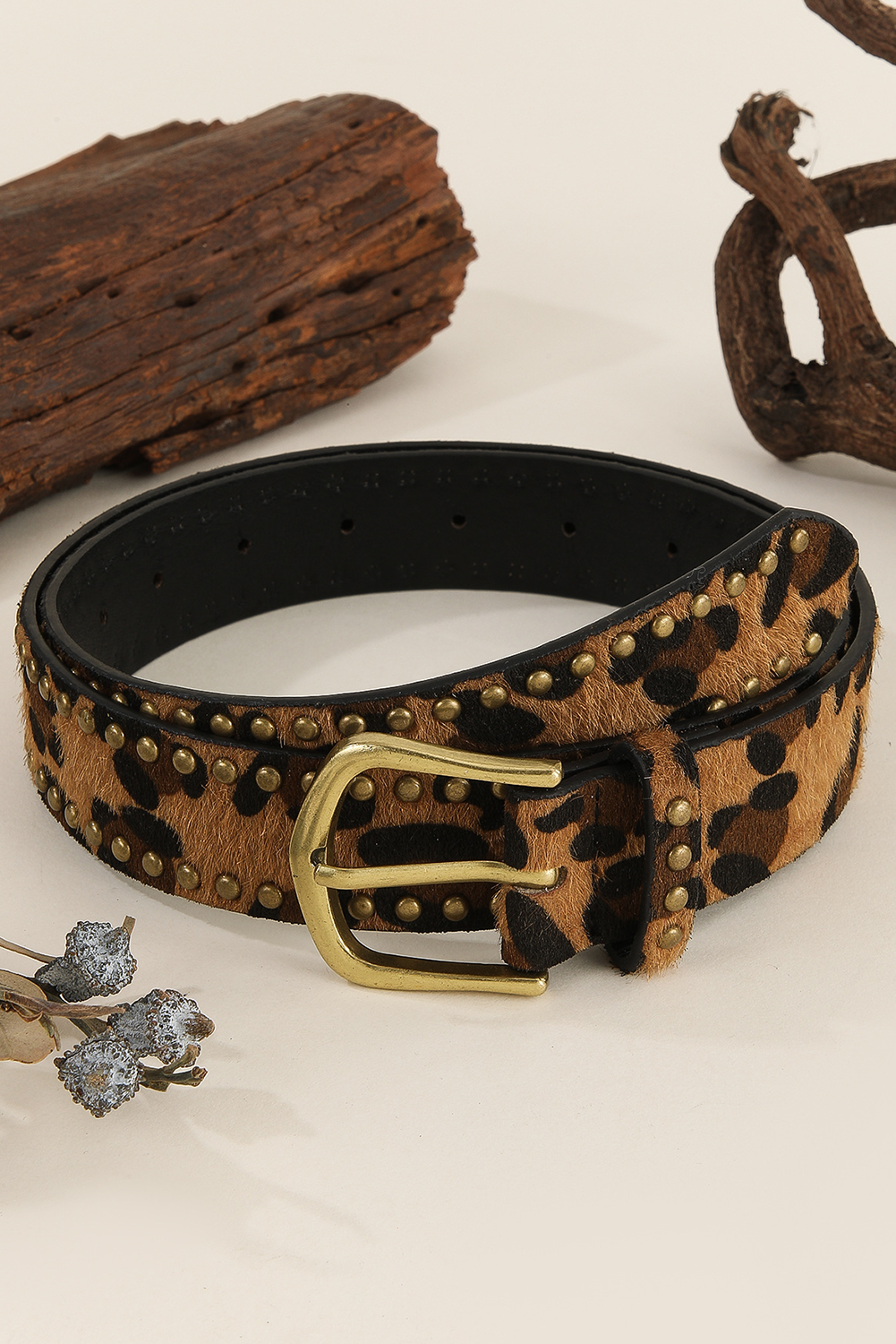 Chestnut Leopard Print PU Belt