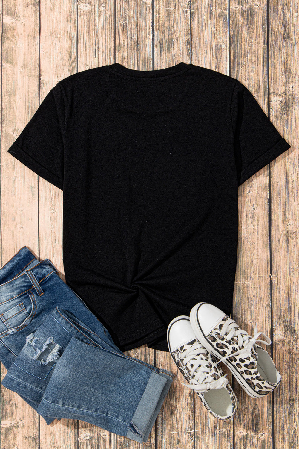 Black Geometric Graphic Slim Fit Crew Neck T Shirt