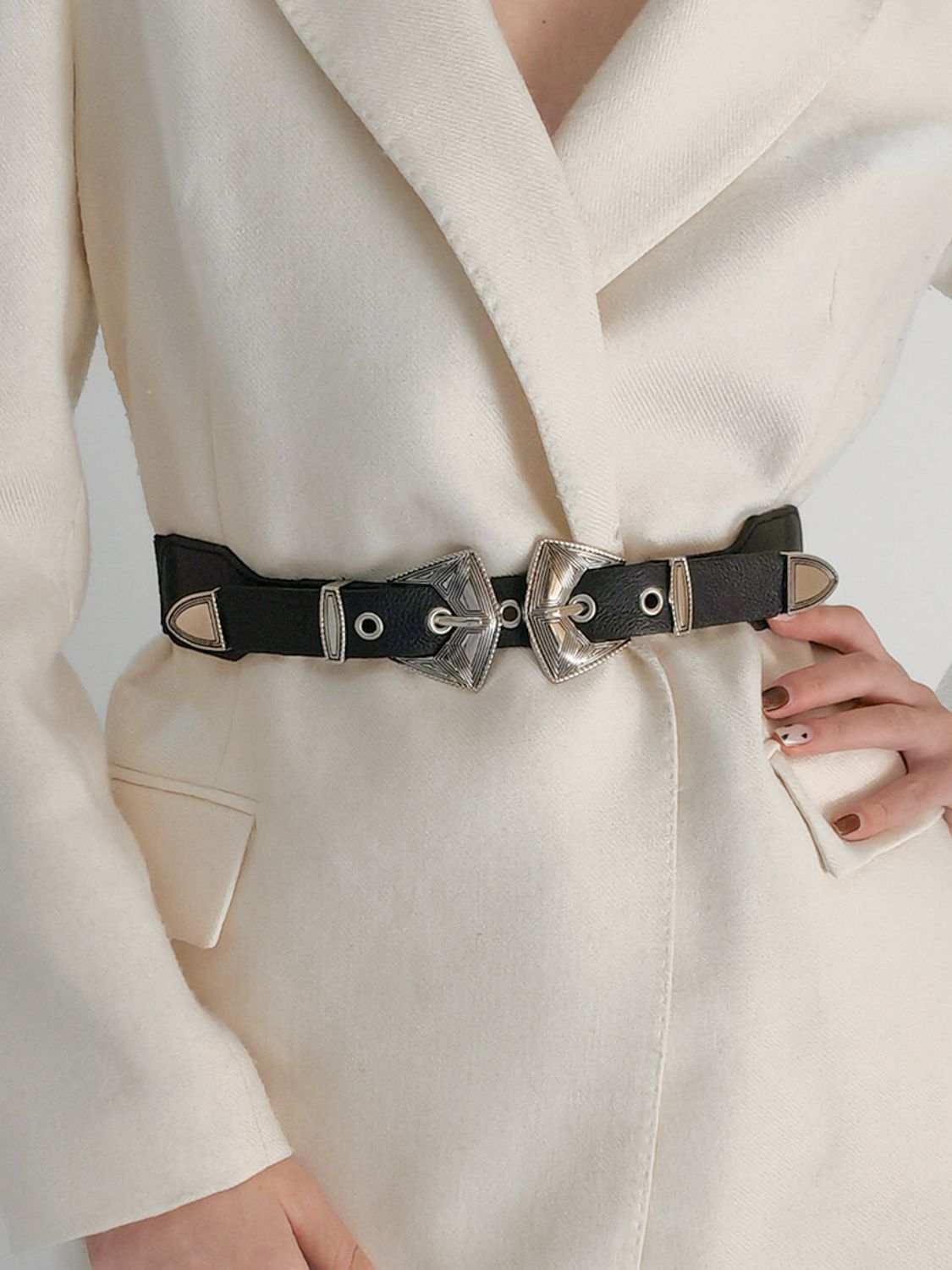 Double Buckle PU Leather Belt