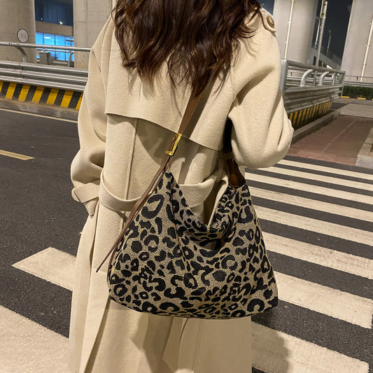 PU Leather Leopard Shoulder Bag